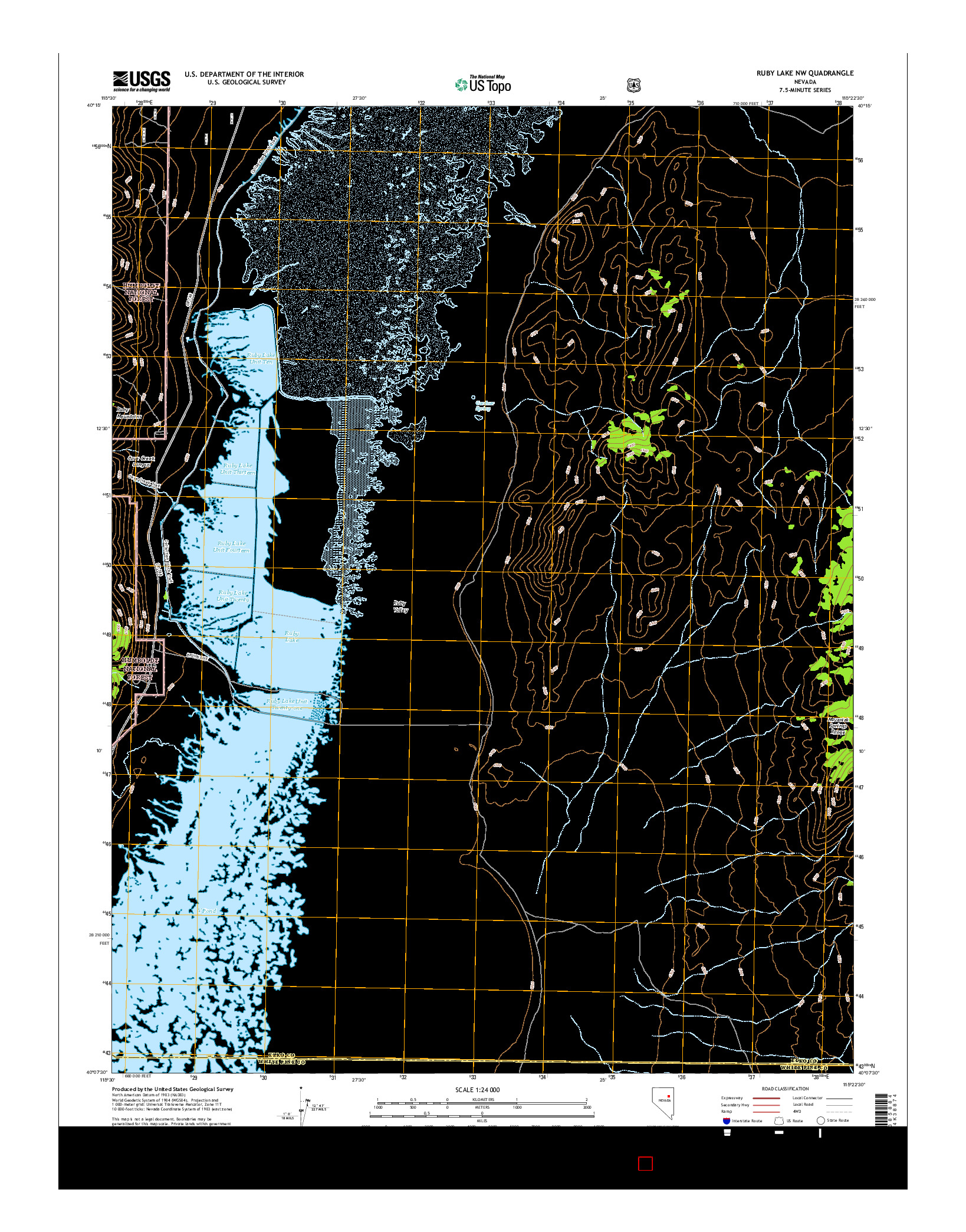 USGS US TOPO 7.5-MINUTE MAP FOR RUBY LAKE NW, NV 2015