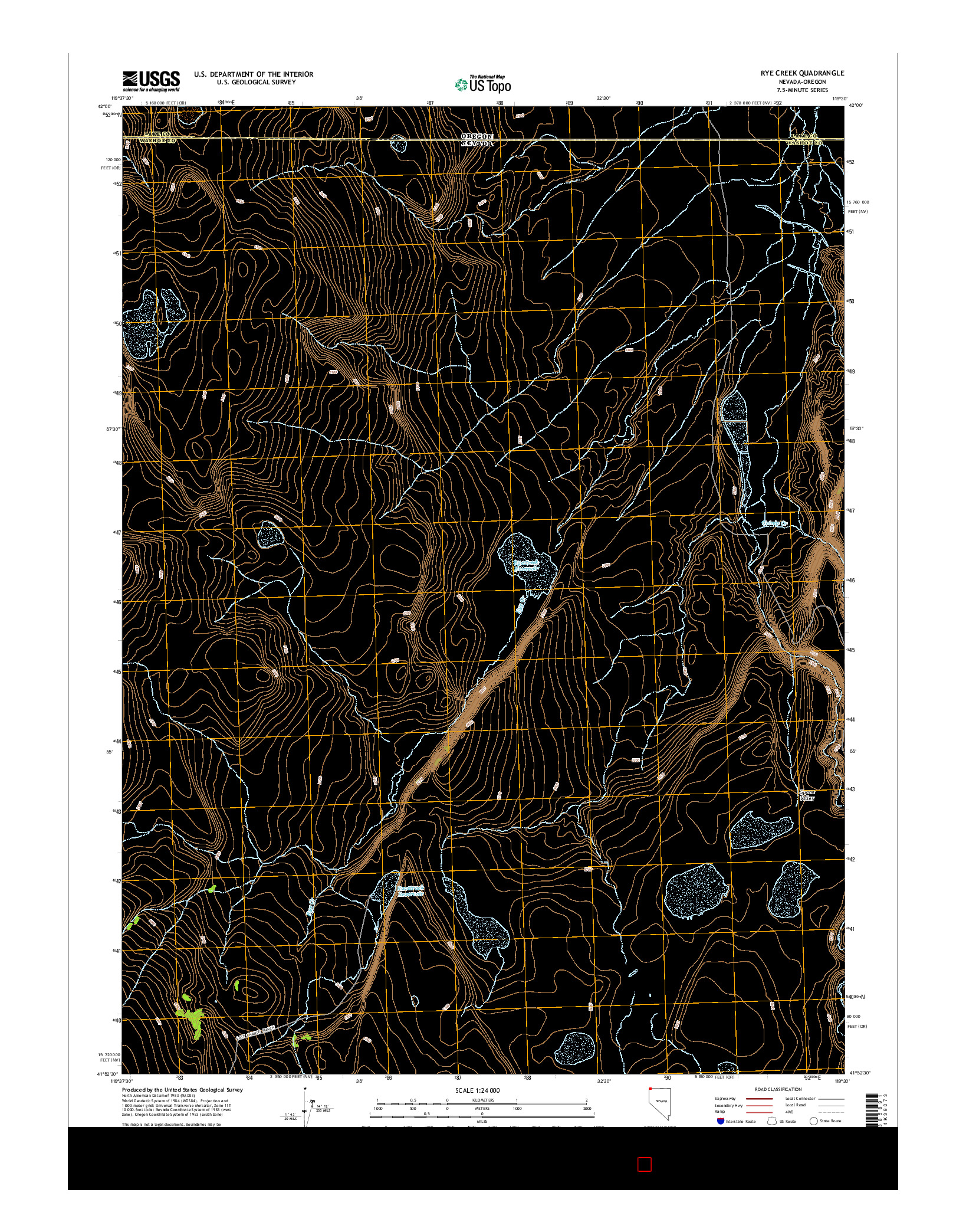 USGS US TOPO 7.5-MINUTE MAP FOR RYE CREEK, NV-OR 2015