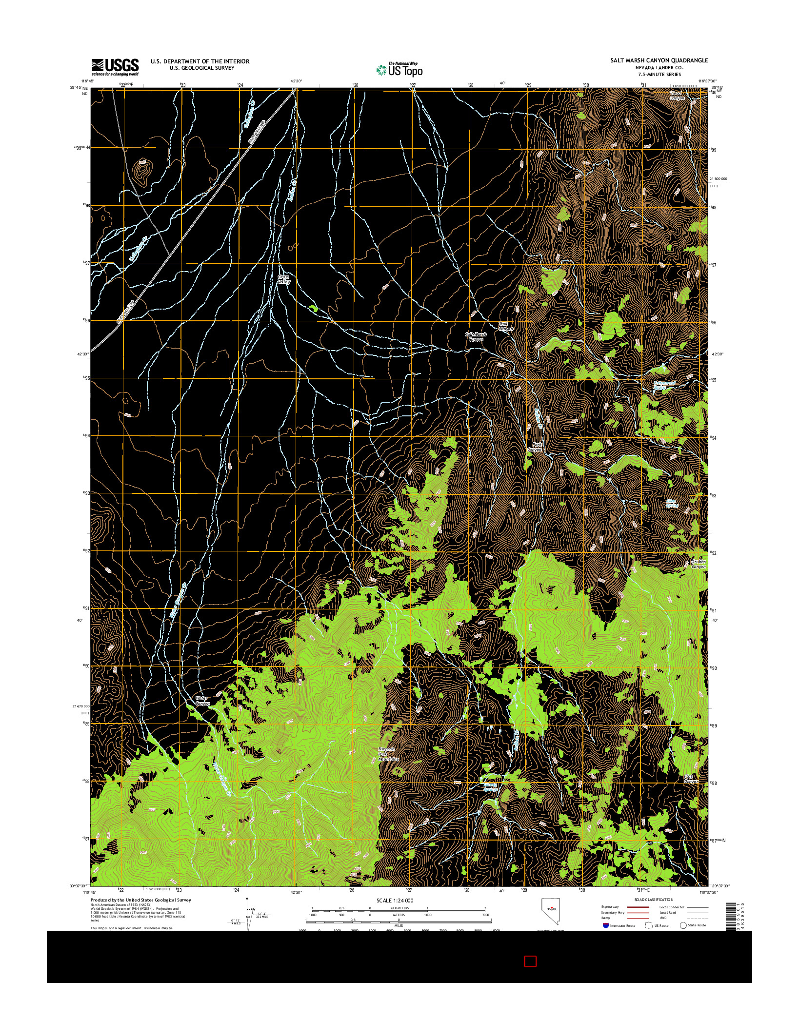 USGS US TOPO 7.5-MINUTE MAP FOR SALT MARSH CANYON, NV 2015