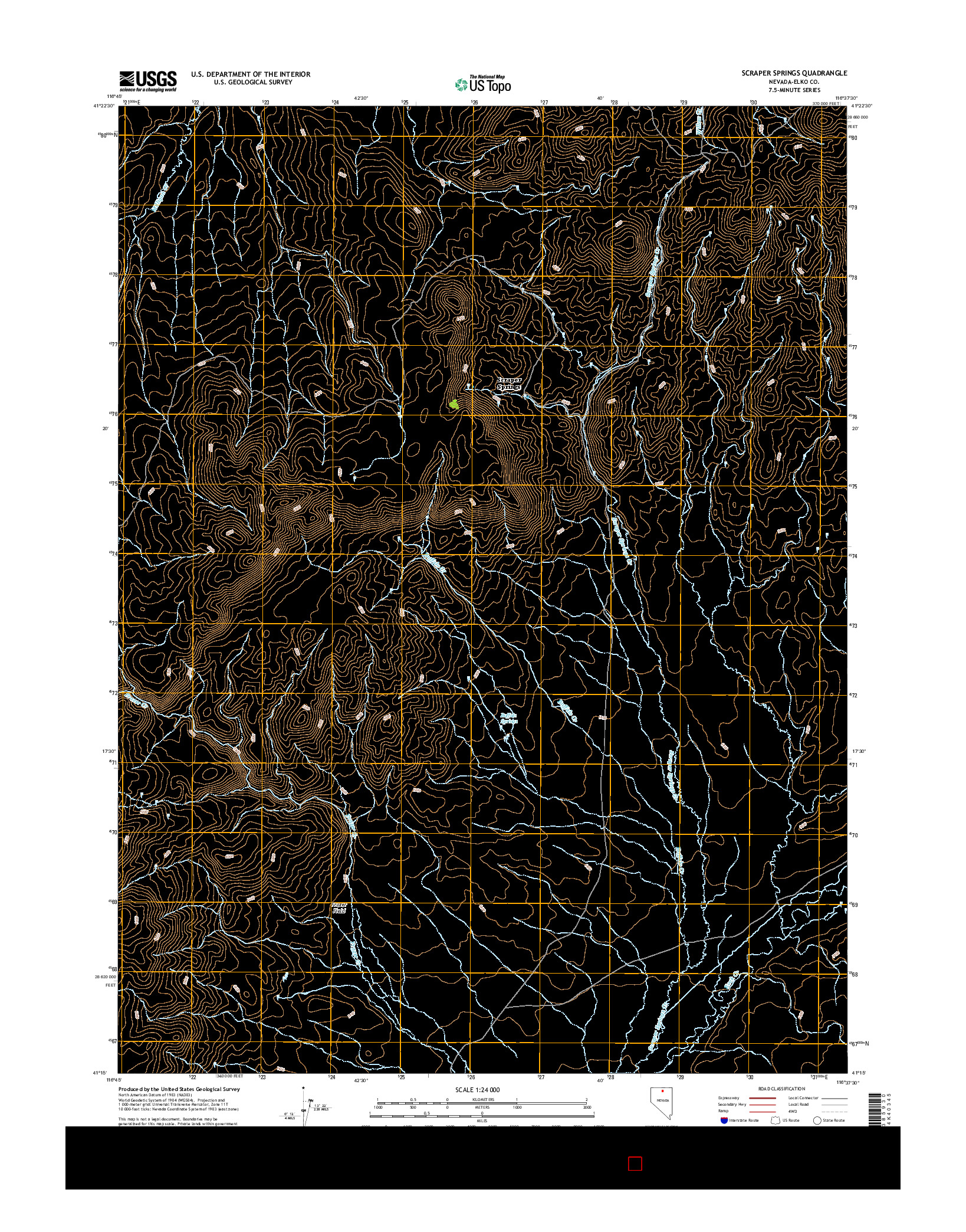 USGS US TOPO 7.5-MINUTE MAP FOR SCRAPER SPRINGS, NV 2015