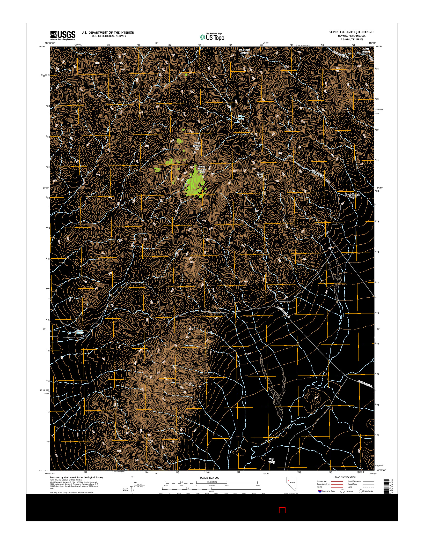 USGS US TOPO 7.5-MINUTE MAP FOR SEVEN TROUGHS, NV 2015