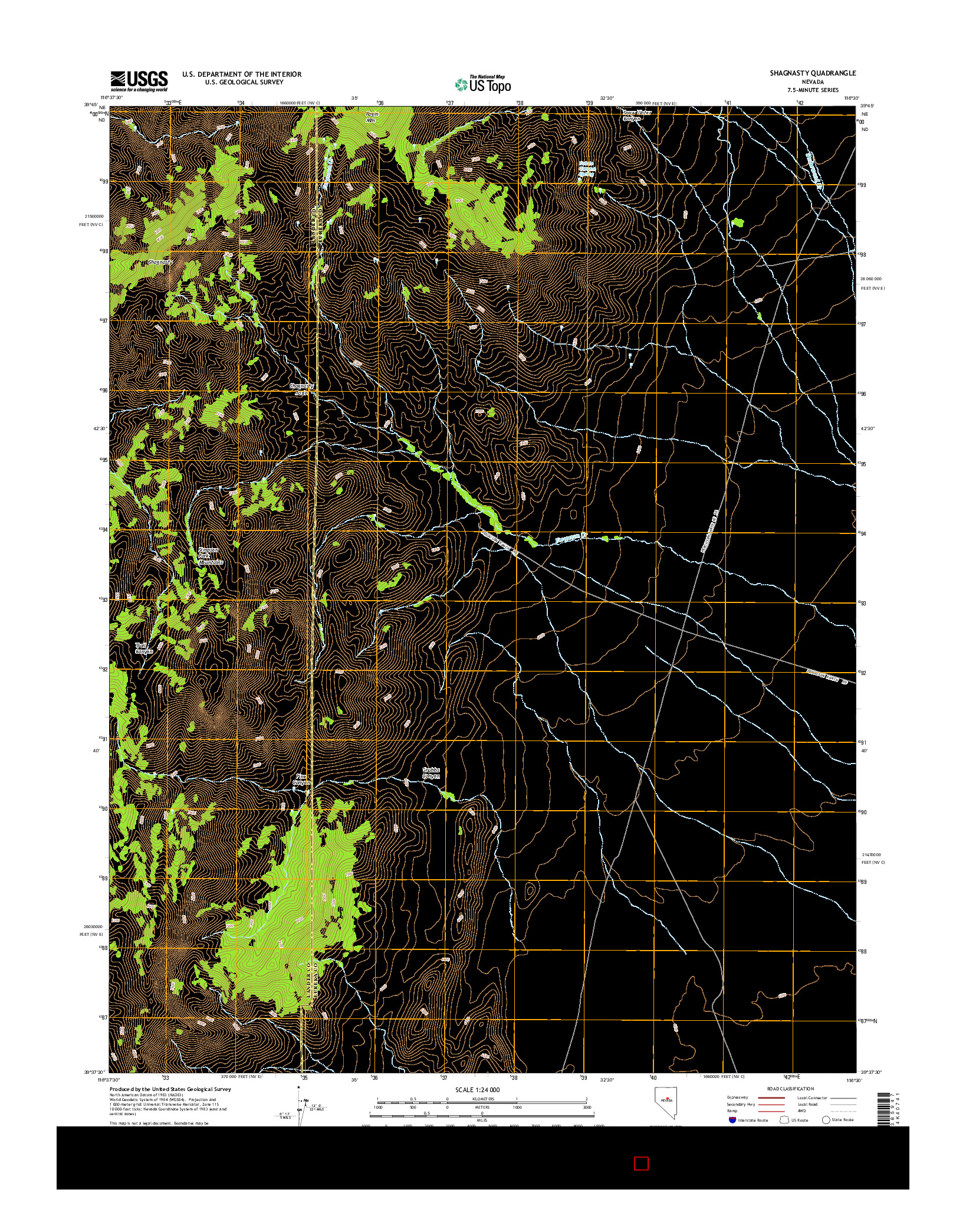 USGS US TOPO 7.5-MINUTE MAP FOR SHAGNASTY, NV 2015