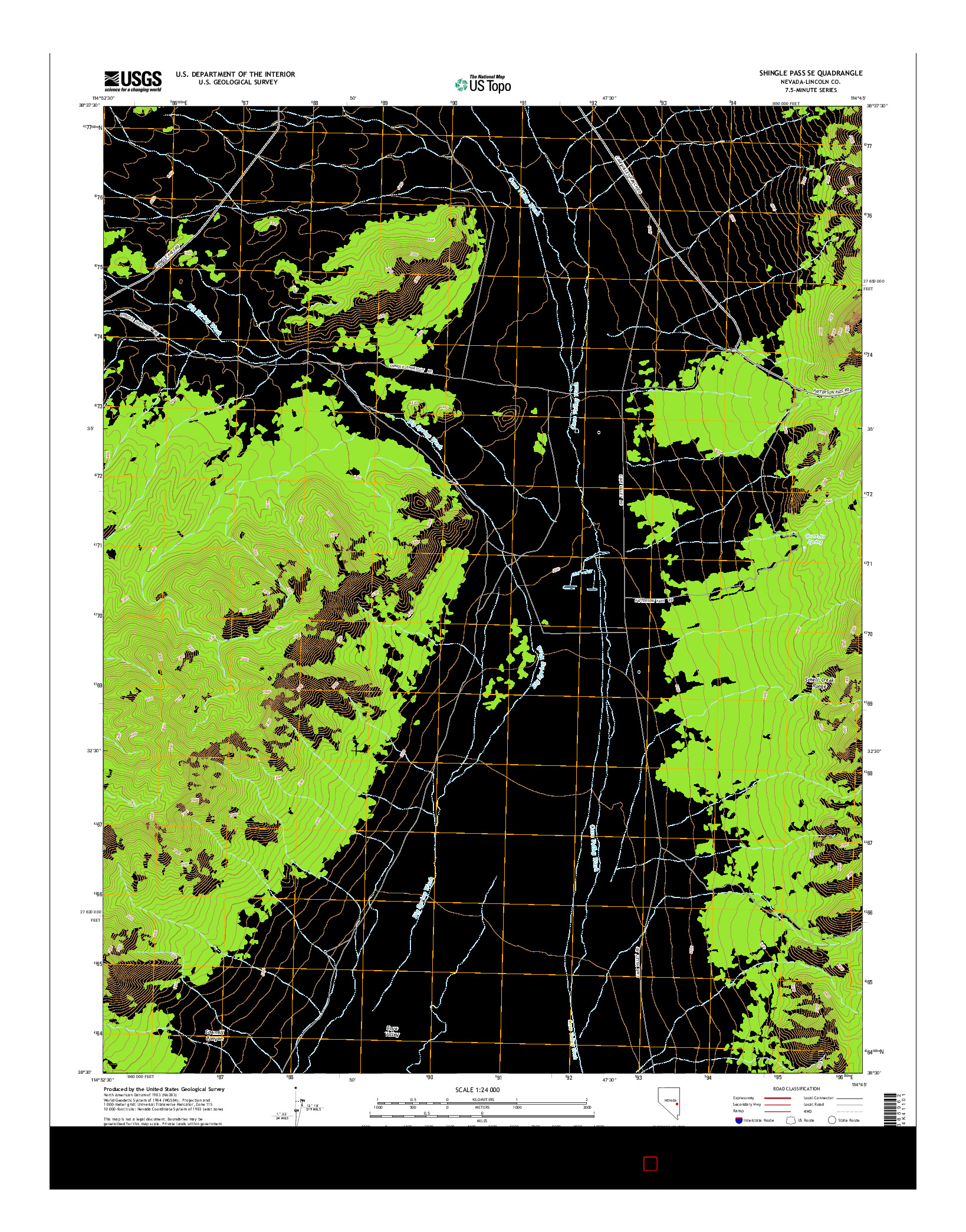 USGS US TOPO 7.5-MINUTE MAP FOR SHINGLE PASS SE, NV 2015