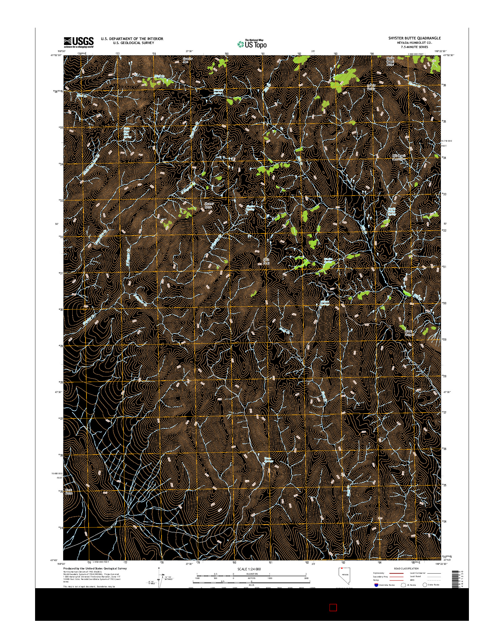 USGS US TOPO 7.5-MINUTE MAP FOR SHYSTER BUTTE, NV 2015