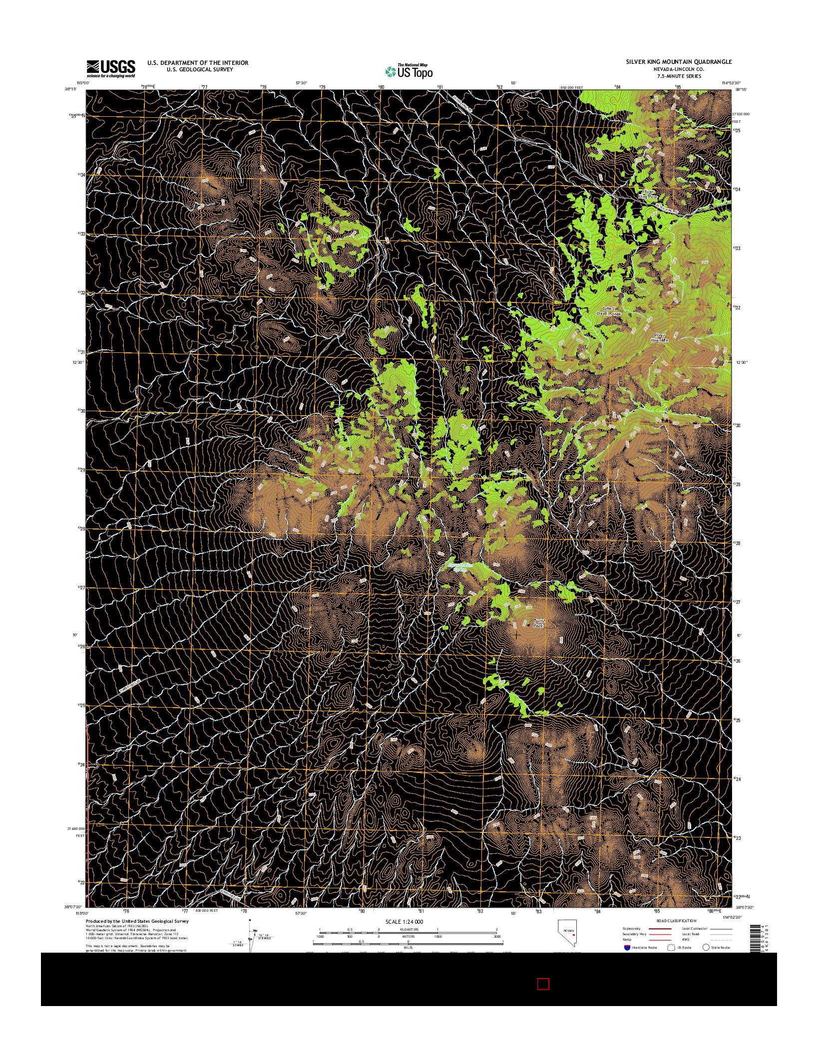 USGS US TOPO 7.5-MINUTE MAP FOR SILVER KING MOUNTAIN, NV 2015