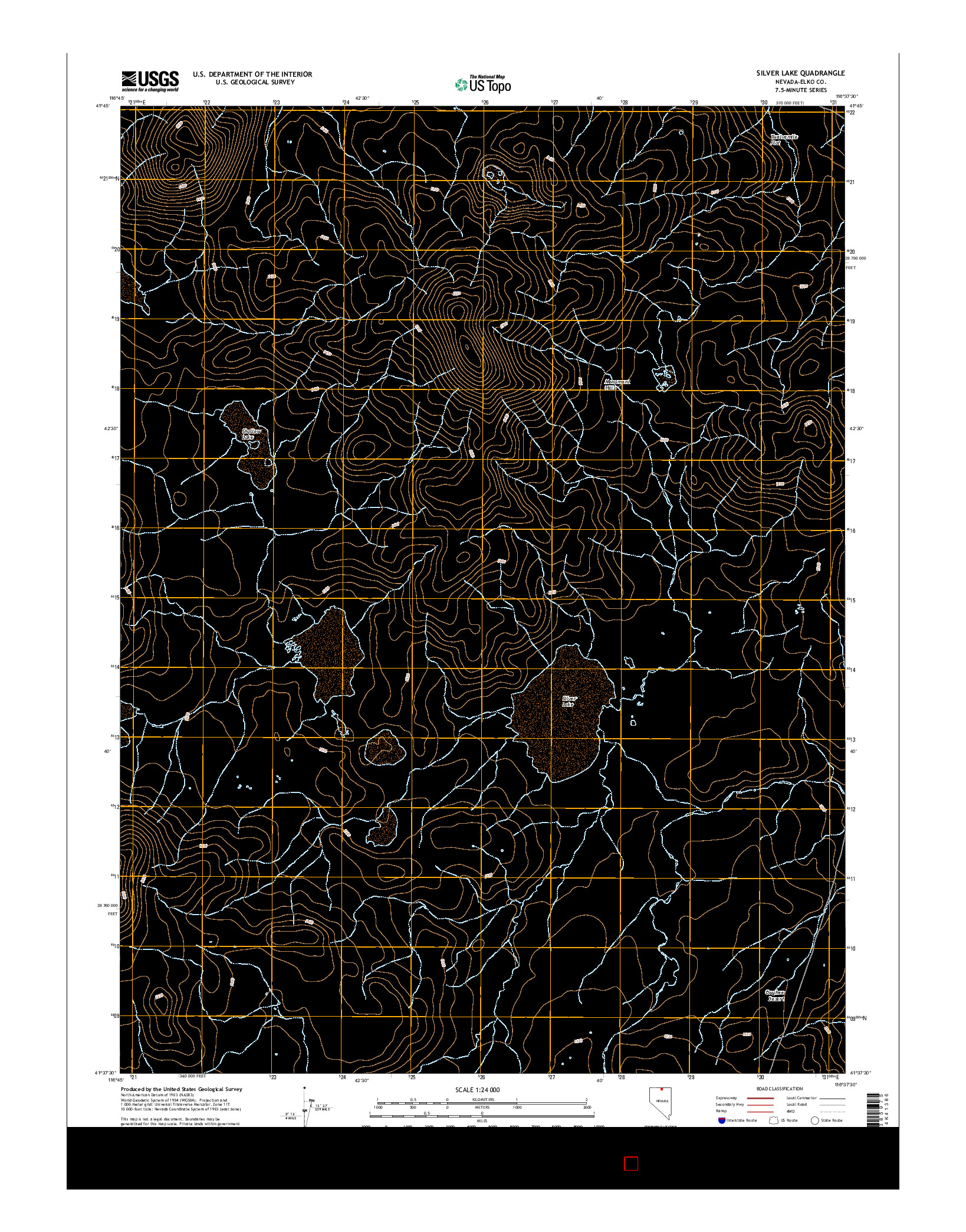 USGS US TOPO 7.5-MINUTE MAP FOR SILVER LAKE, NV 2015