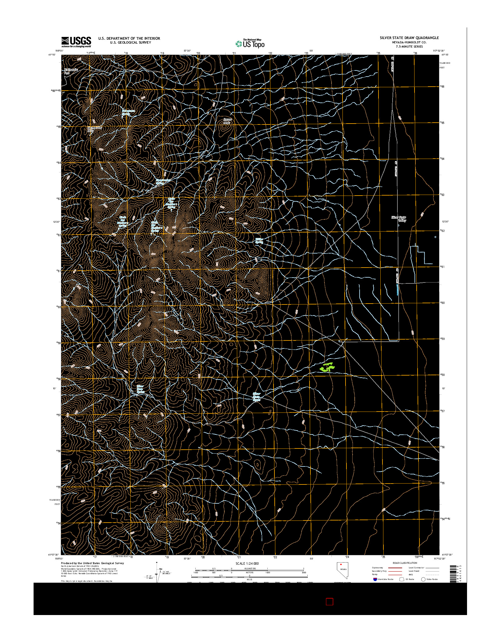 USGS US TOPO 7.5-MINUTE MAP FOR SILVER STATE DRAW, NV 2015