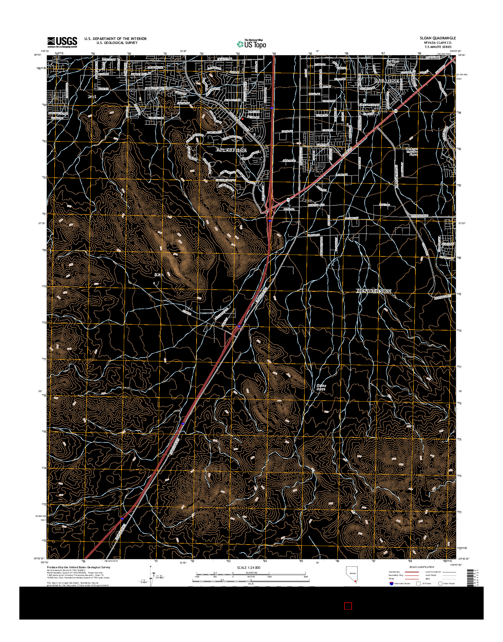 USGS US TOPO 7.5-MINUTE MAP FOR SLOAN, NV 2015