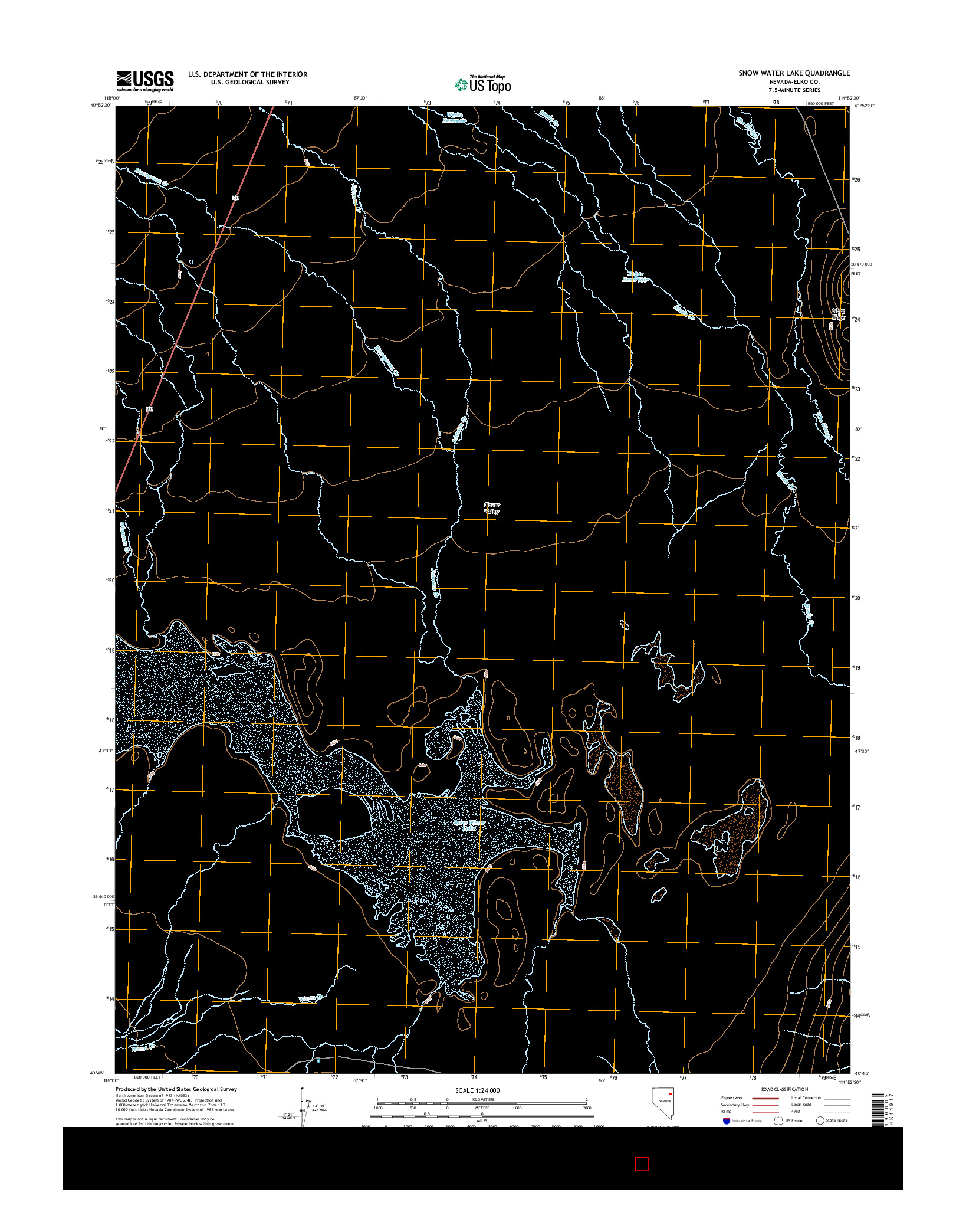 USGS US TOPO 7.5-MINUTE MAP FOR SNOW WATER LAKE, NV 2015