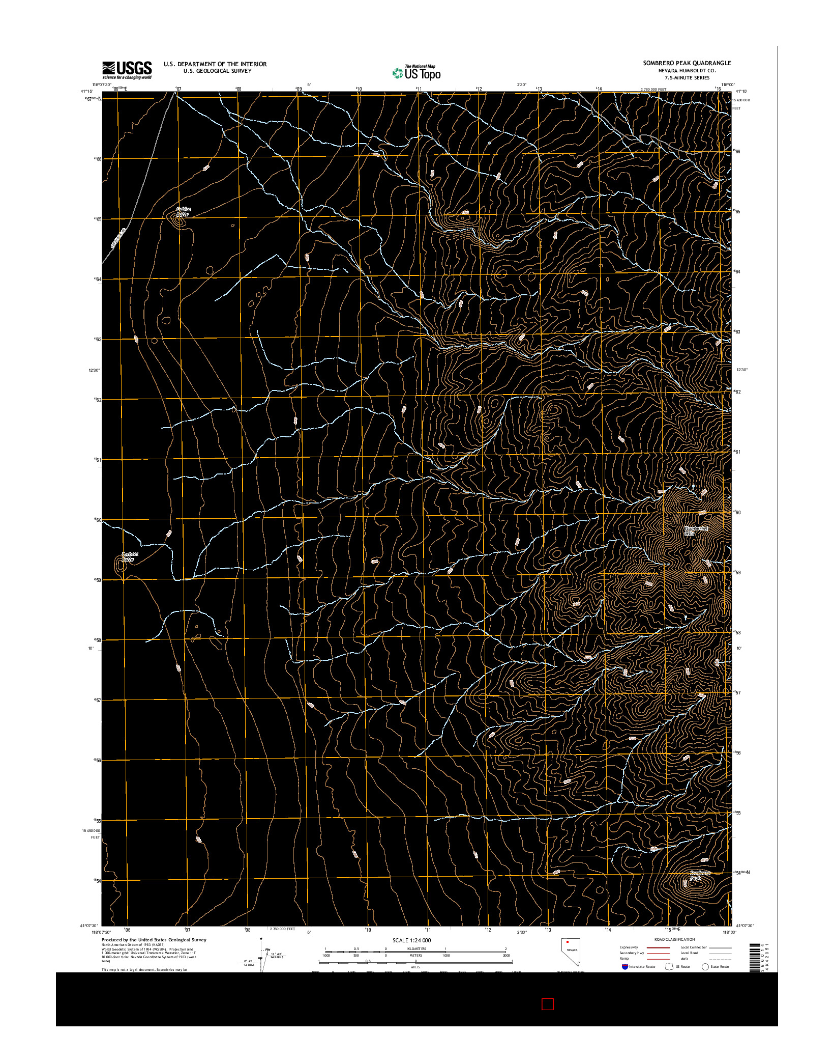 USGS US TOPO 7.5-MINUTE MAP FOR SOMBRERO PEAK, NV 2015