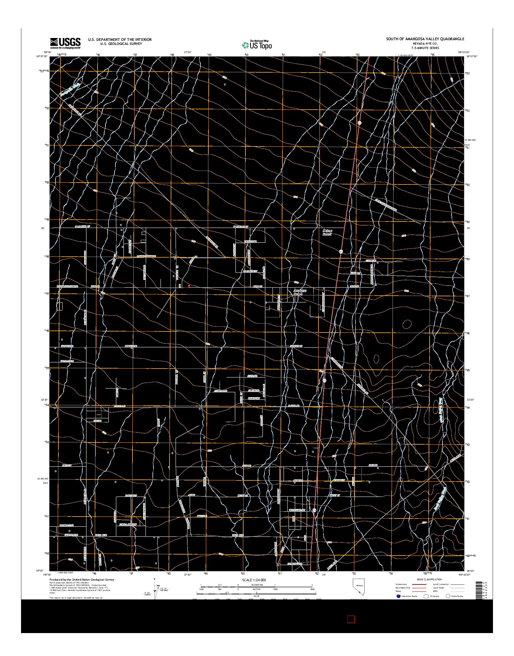 USGS US TOPO 7.5-MINUTE MAP FOR SOUTH OF AMARGOSA VALLEY, NV 2015