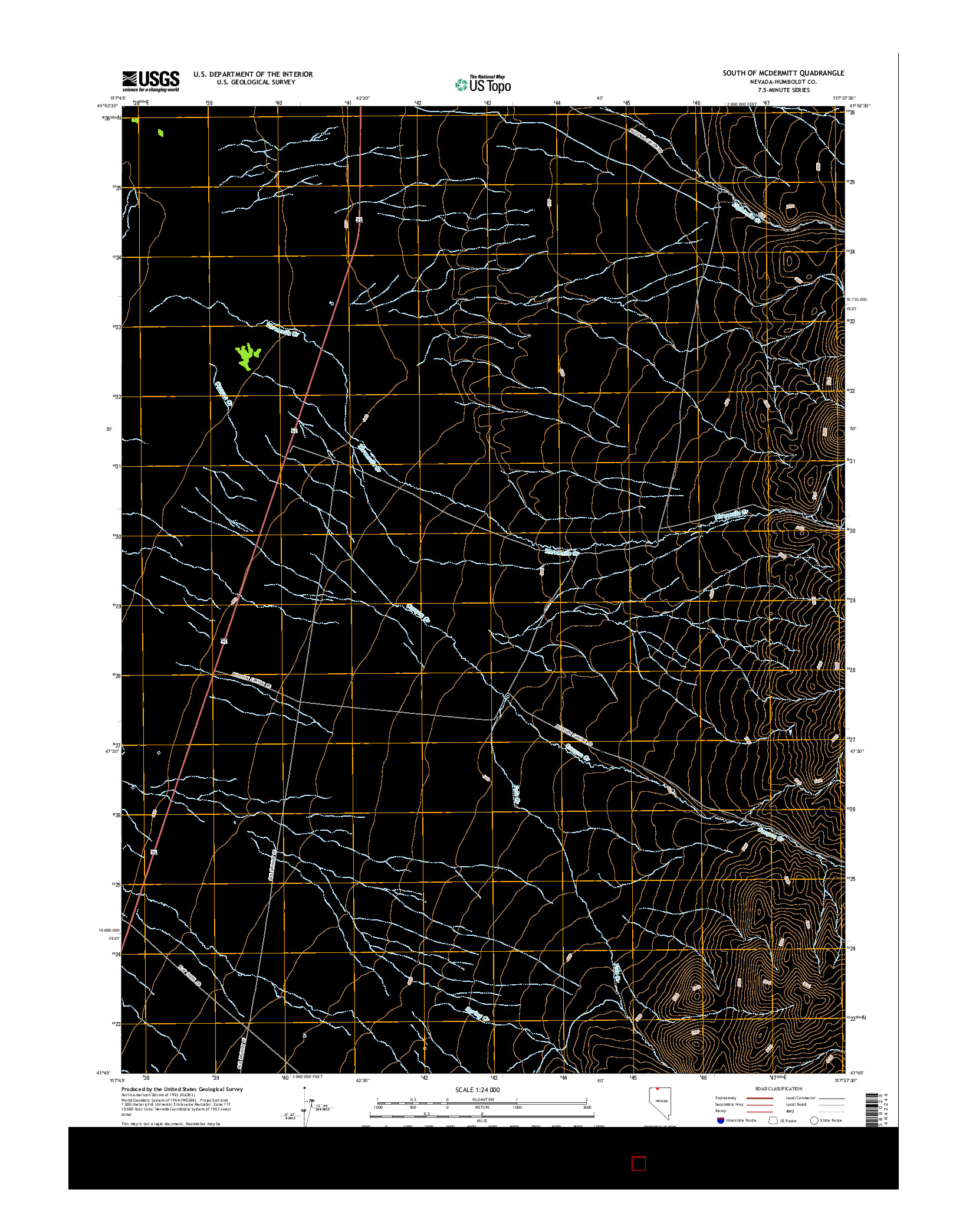 USGS US TOPO 7.5-MINUTE MAP FOR SOUTH OF MCDERMITT, NV 2015