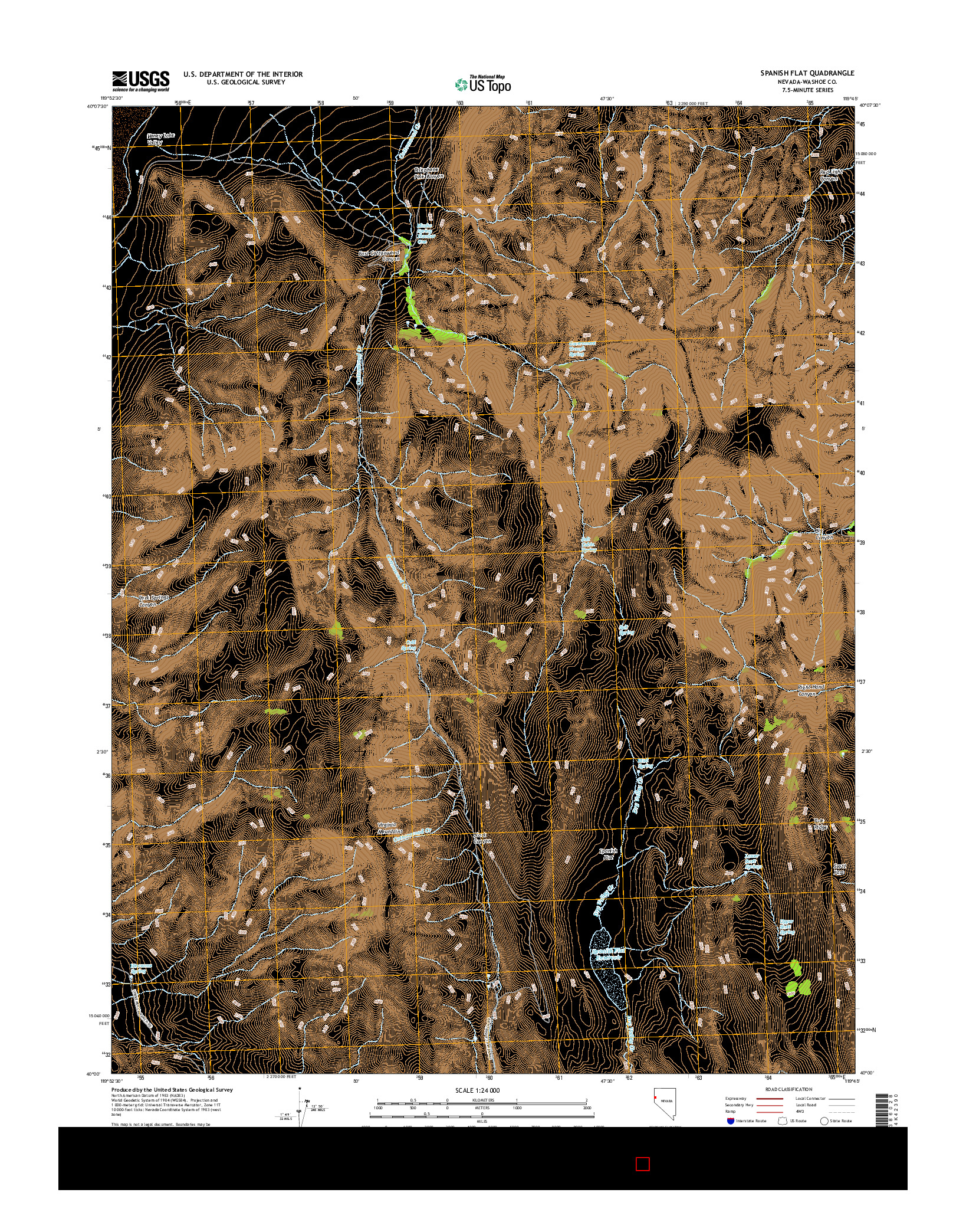 USGS US TOPO 7.5-MINUTE MAP FOR SPANISH FLAT, NV 2015