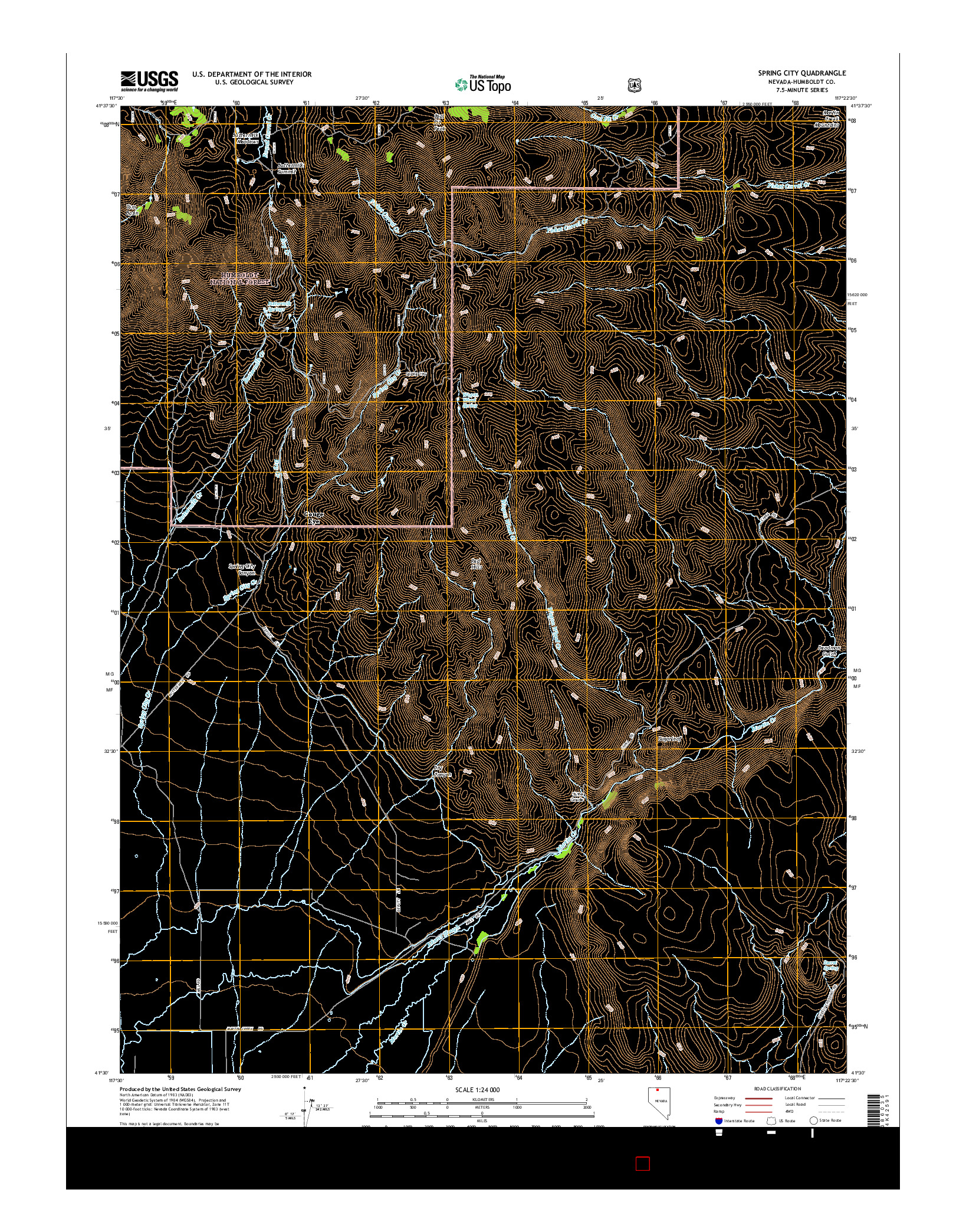USGS US TOPO 7.5-MINUTE MAP FOR SPRING CITY, NV 2015