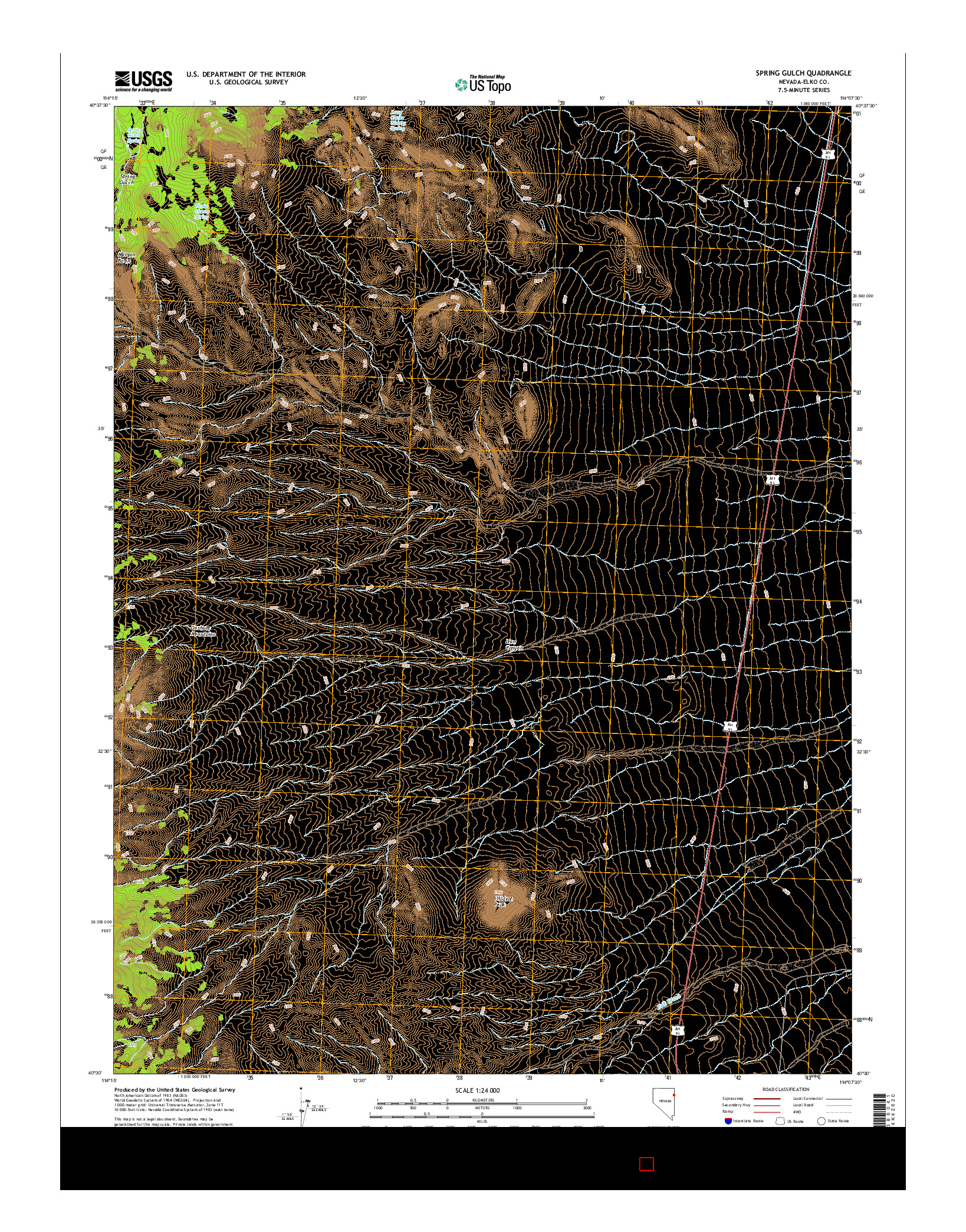 USGS US TOPO 7.5-MINUTE MAP FOR SPRING GULCH, NV 2015