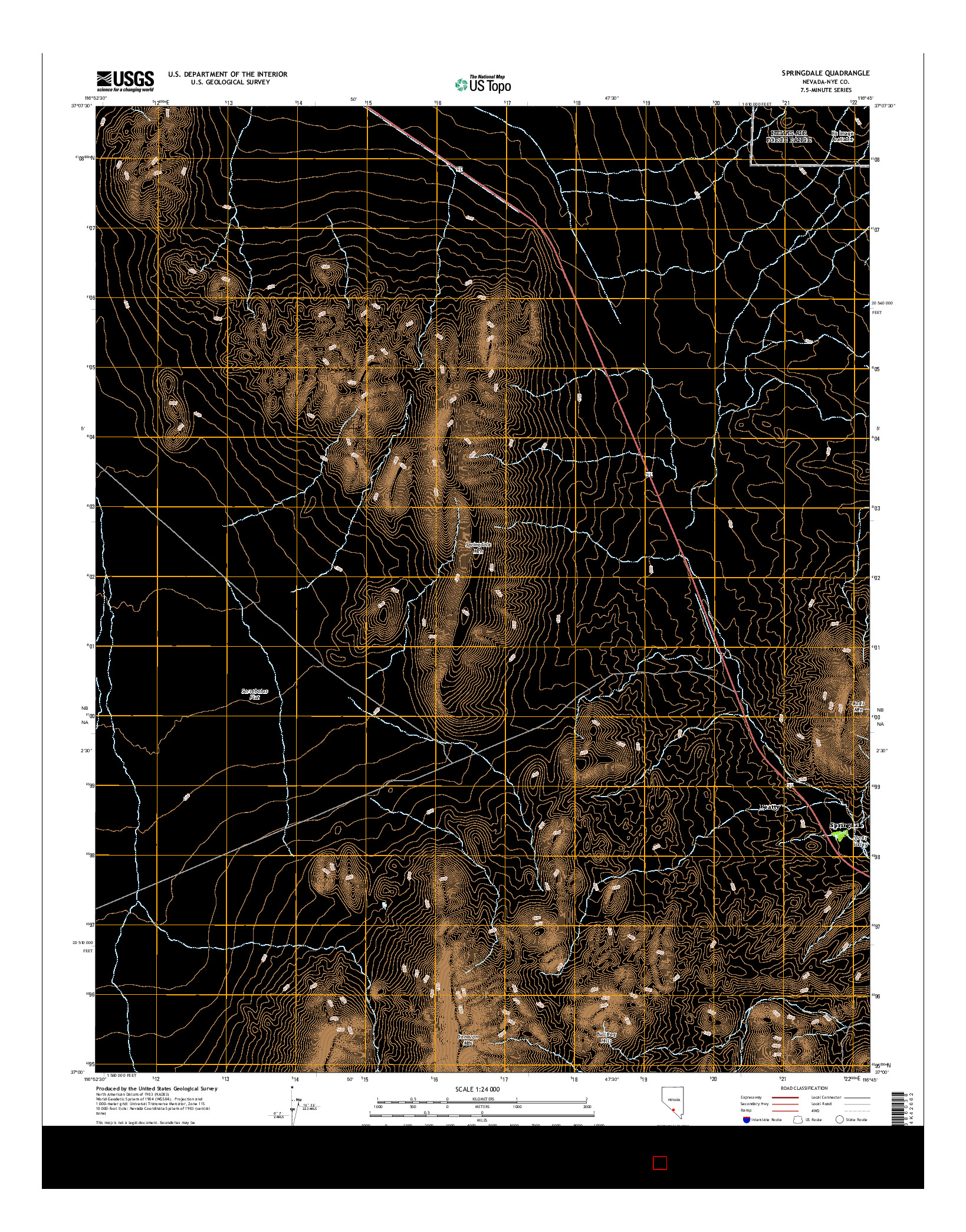 USGS US TOPO 7.5-MINUTE MAP FOR SPRINGDALE, NV 2015