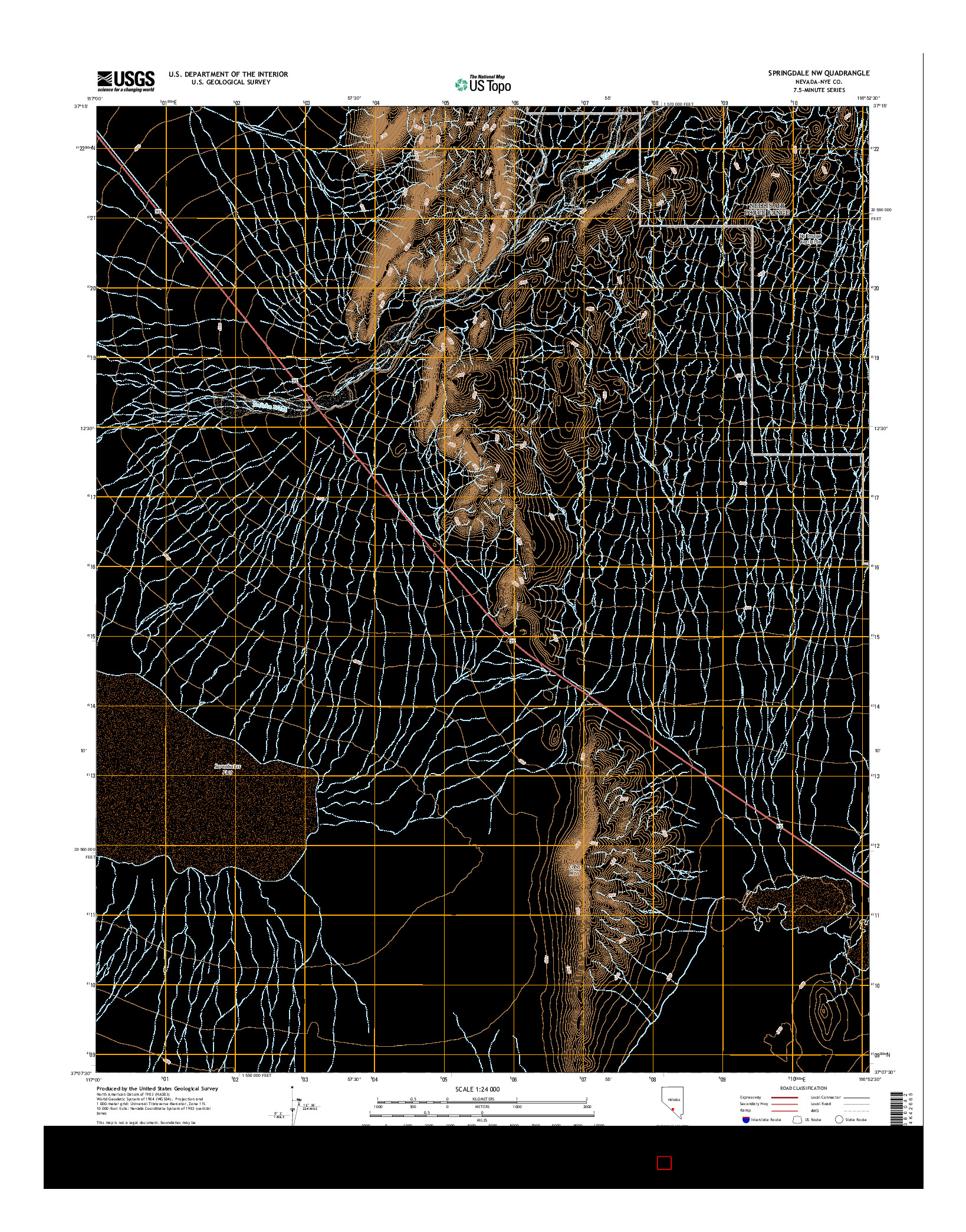 USGS US TOPO 7.5-MINUTE MAP FOR SPRINGDALE NW, NV 2015