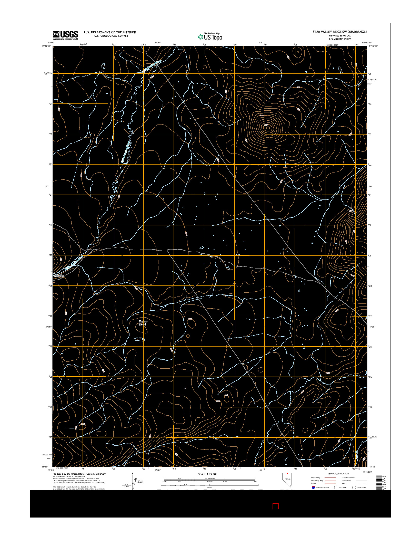 USGS US TOPO 7.5-MINUTE MAP FOR STAR VALLEY RIDGE SW, NV 2015