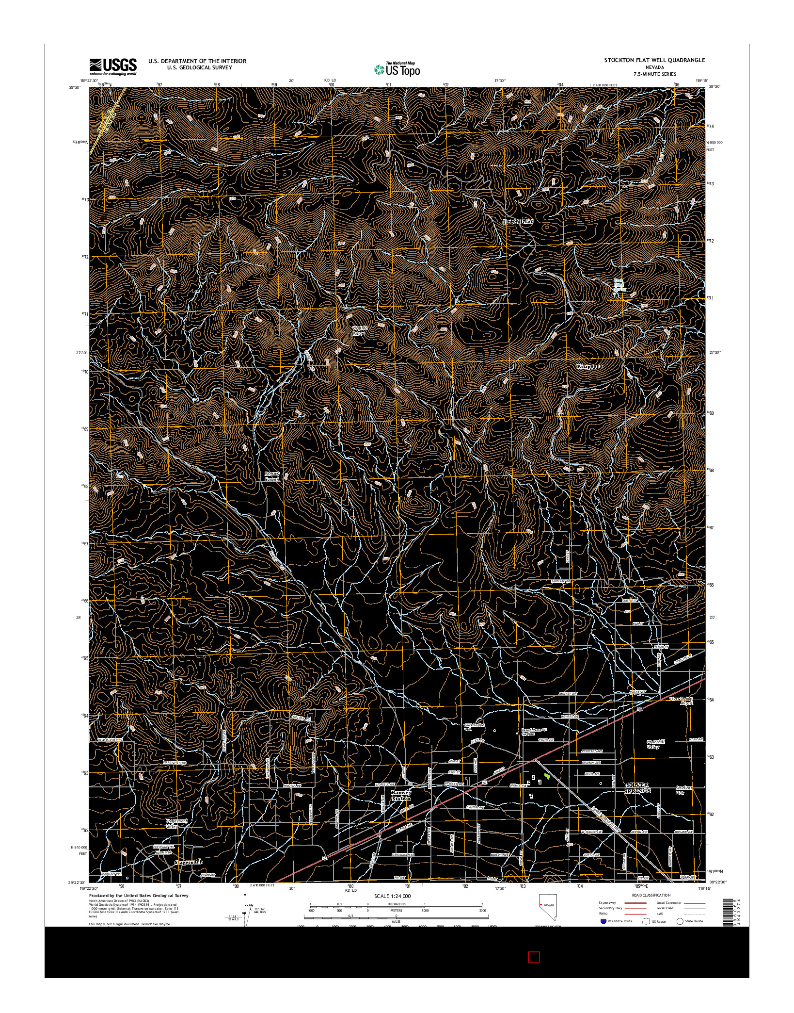 USGS US TOPO 7.5-MINUTE MAP FOR STOCKTON FLAT WELL, NV 2015