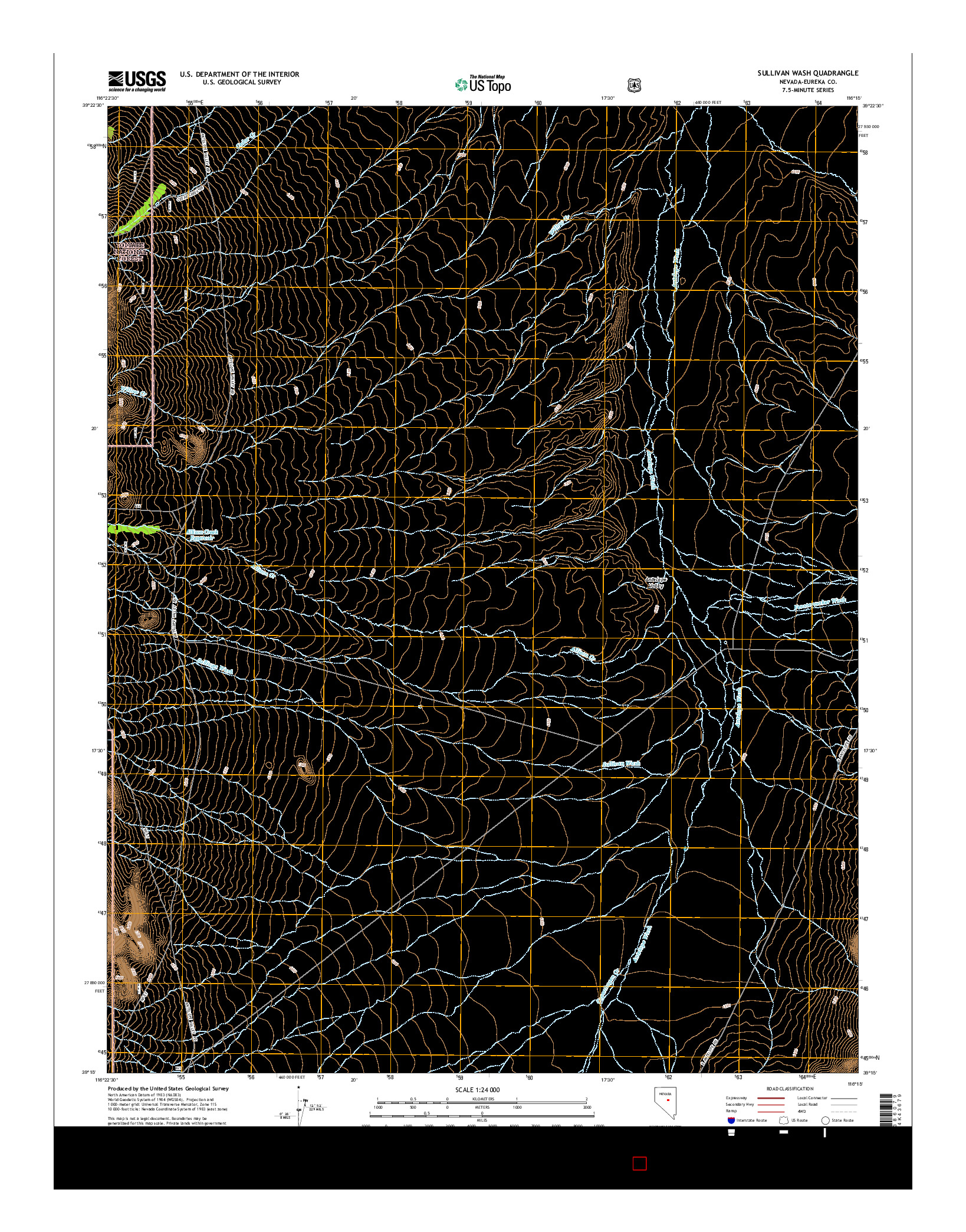 USGS US TOPO 7.5-MINUTE MAP FOR SULLIVAN WASH, NV 2015