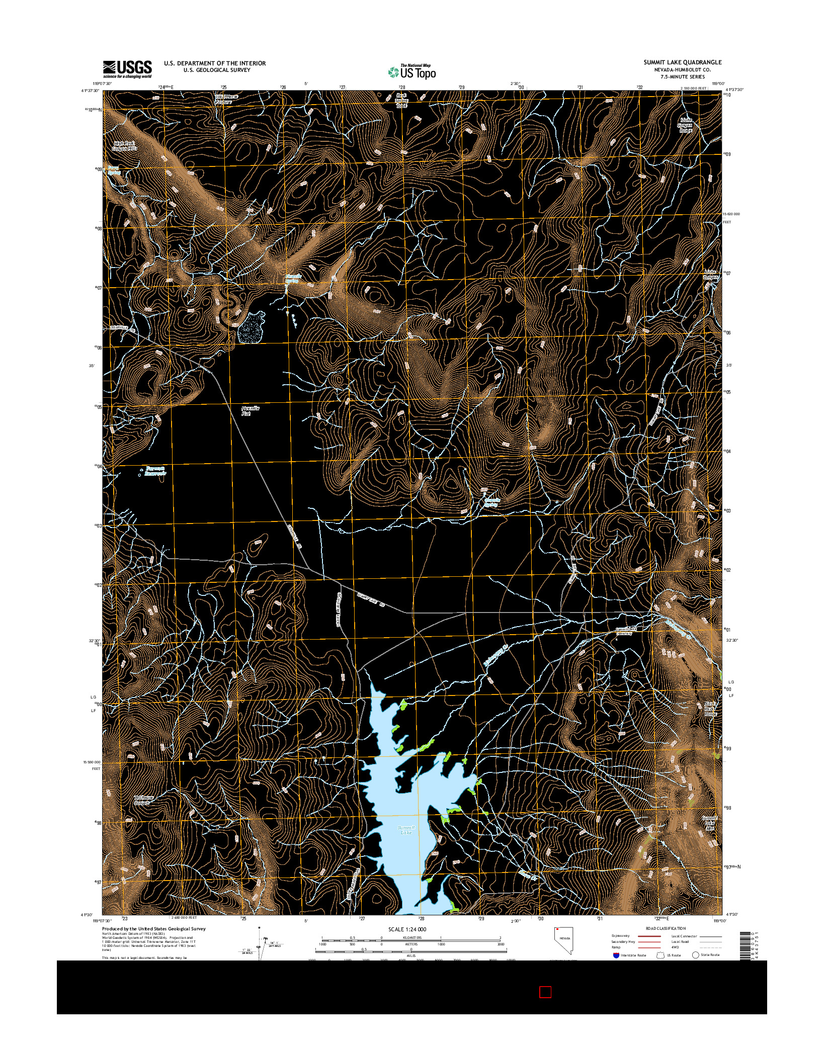 USGS US TOPO 7.5-MINUTE MAP FOR SUMMIT LAKE, NV 2015