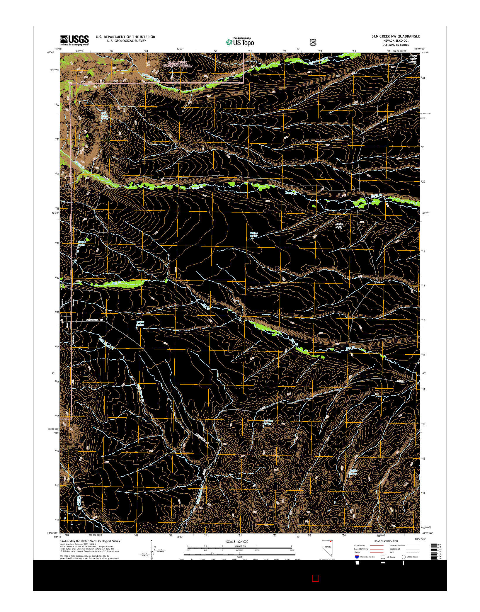 USGS US TOPO 7.5-MINUTE MAP FOR SUN CREEK NW, NV 2015