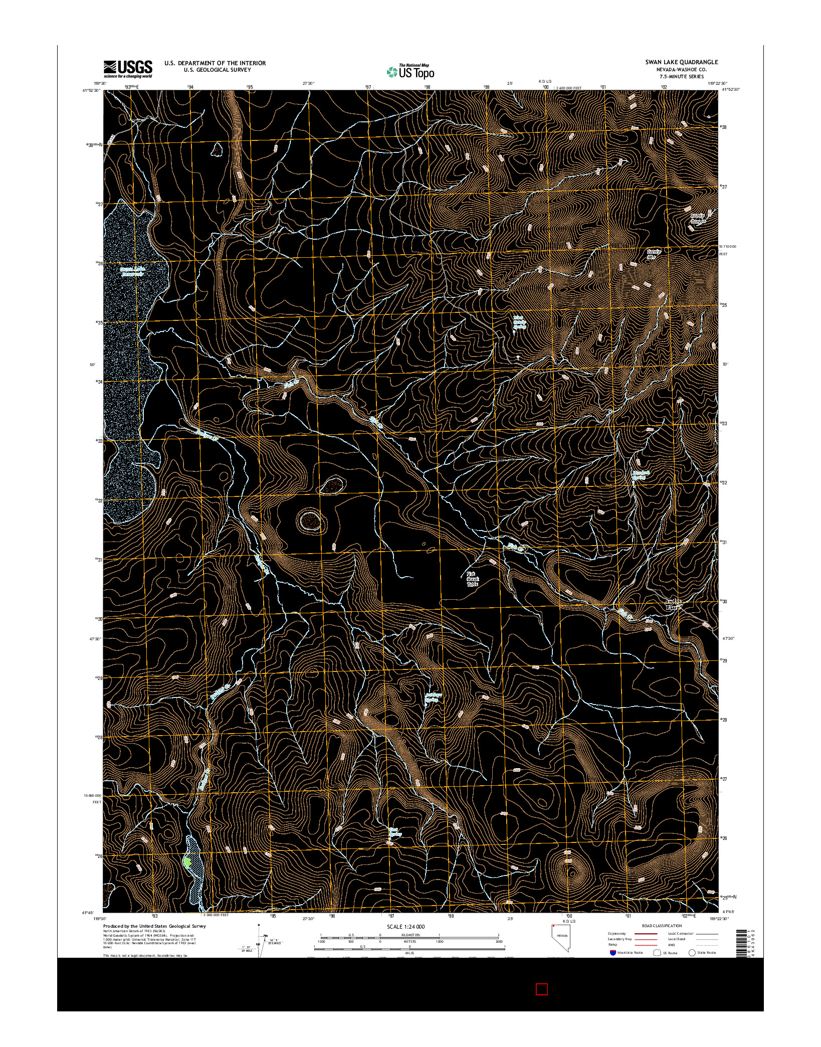 USGS US TOPO 7.5-MINUTE MAP FOR SWAN LAKE, NV 2015