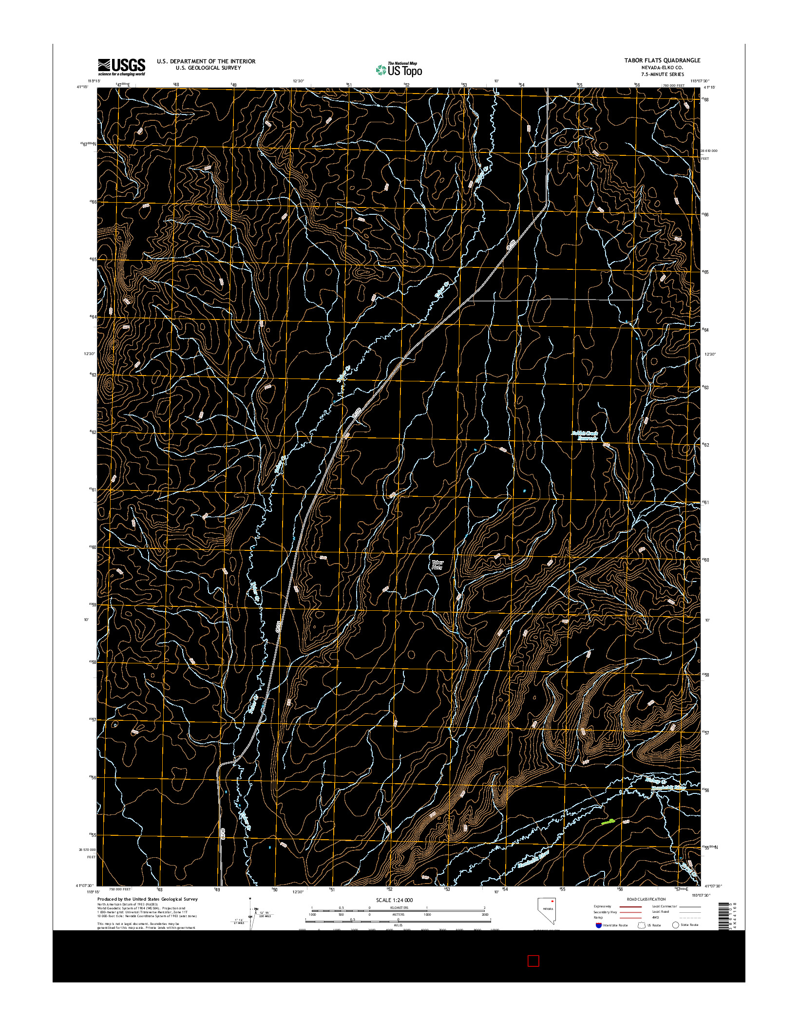 USGS US TOPO 7.5-MINUTE MAP FOR TABOR FLATS, NV 2015