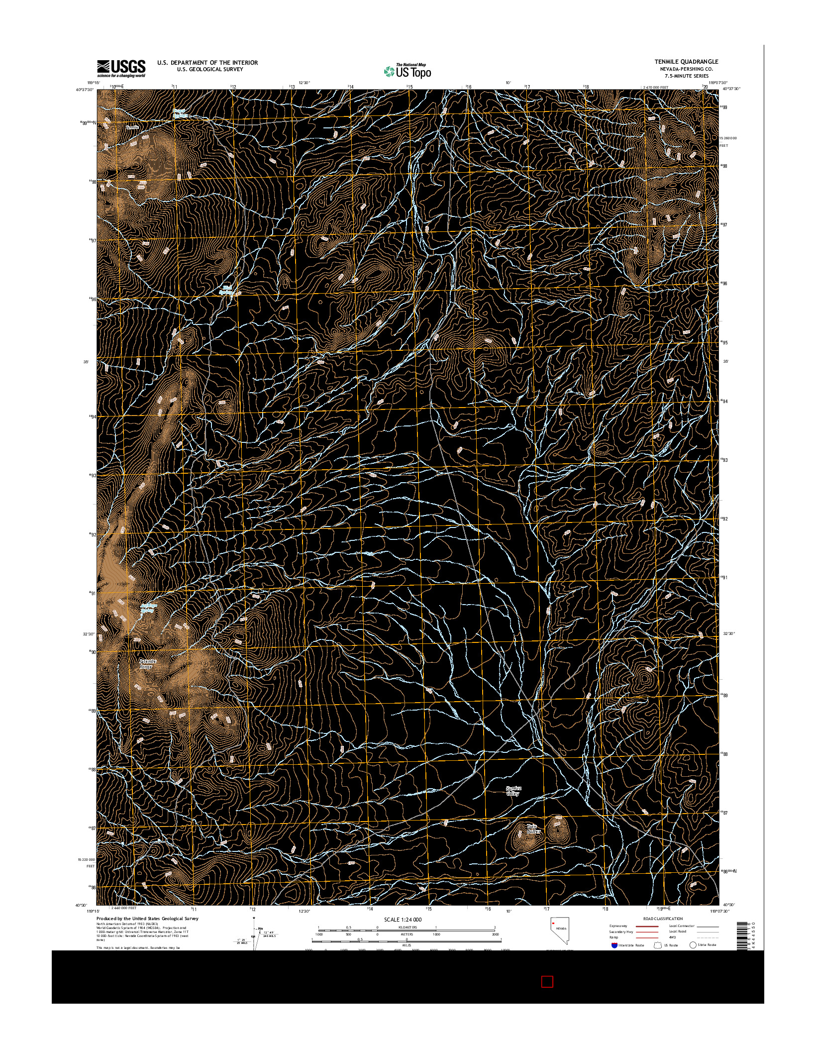 USGS US TOPO 7.5-MINUTE MAP FOR TENMILE, NV 2015
