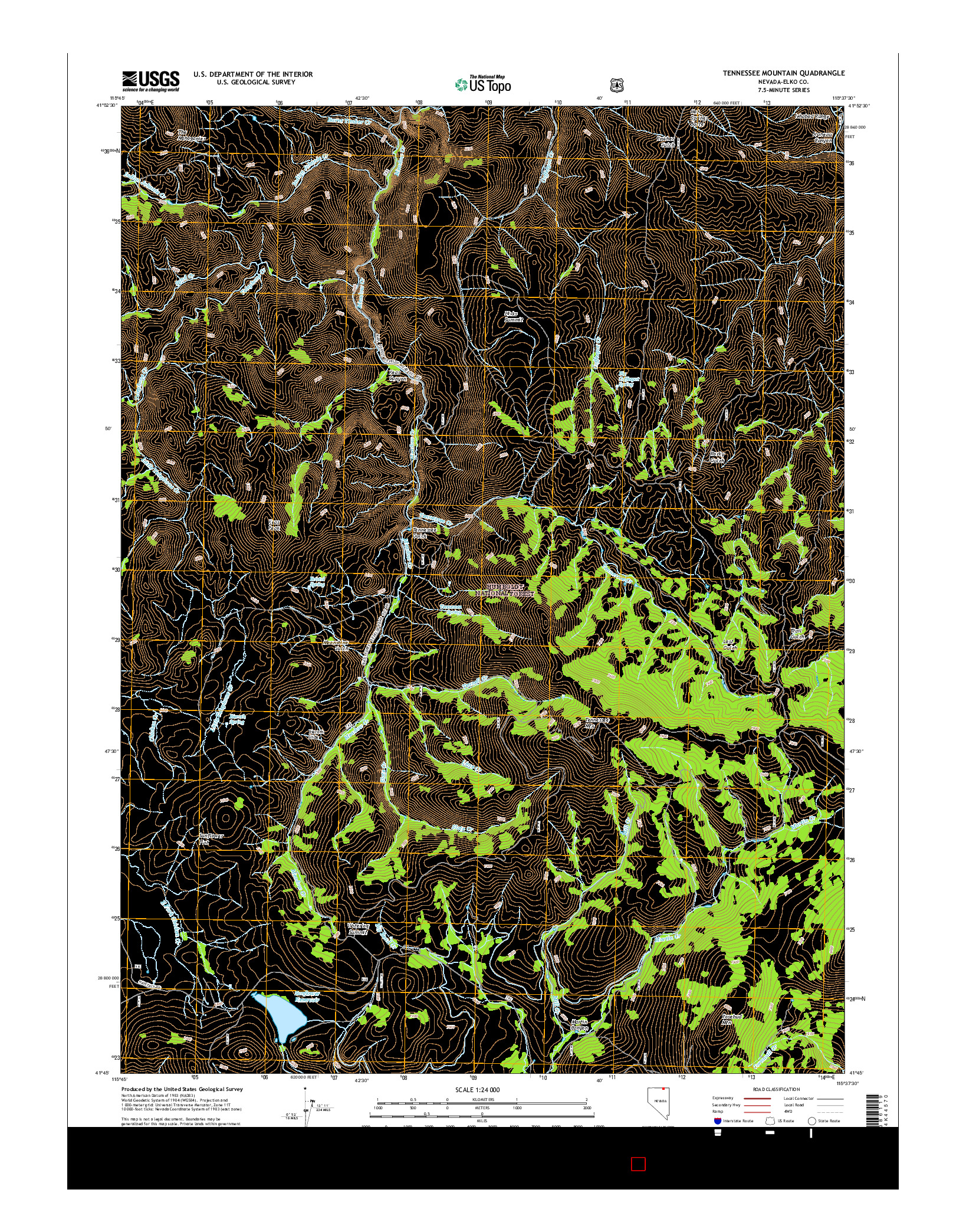 USGS US TOPO 7.5-MINUTE MAP FOR TENNESSEE MOUNTAIN, NV 2015