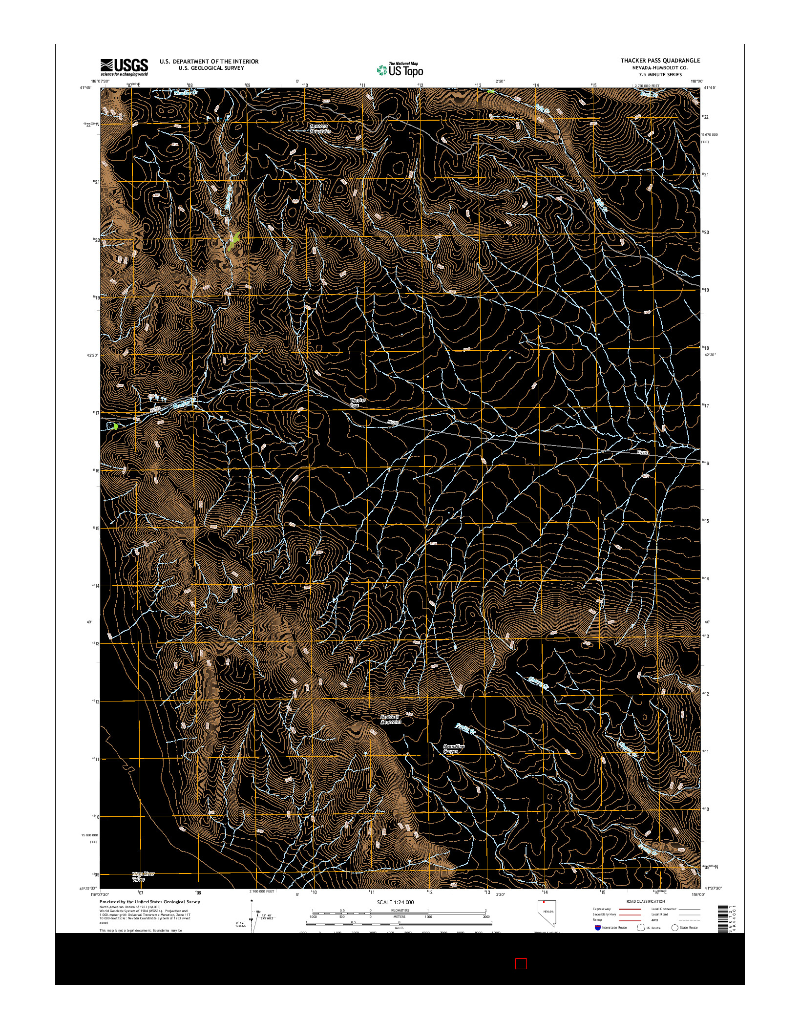 USGS US TOPO 7.5-MINUTE MAP FOR THACKER PASS, NV 2015