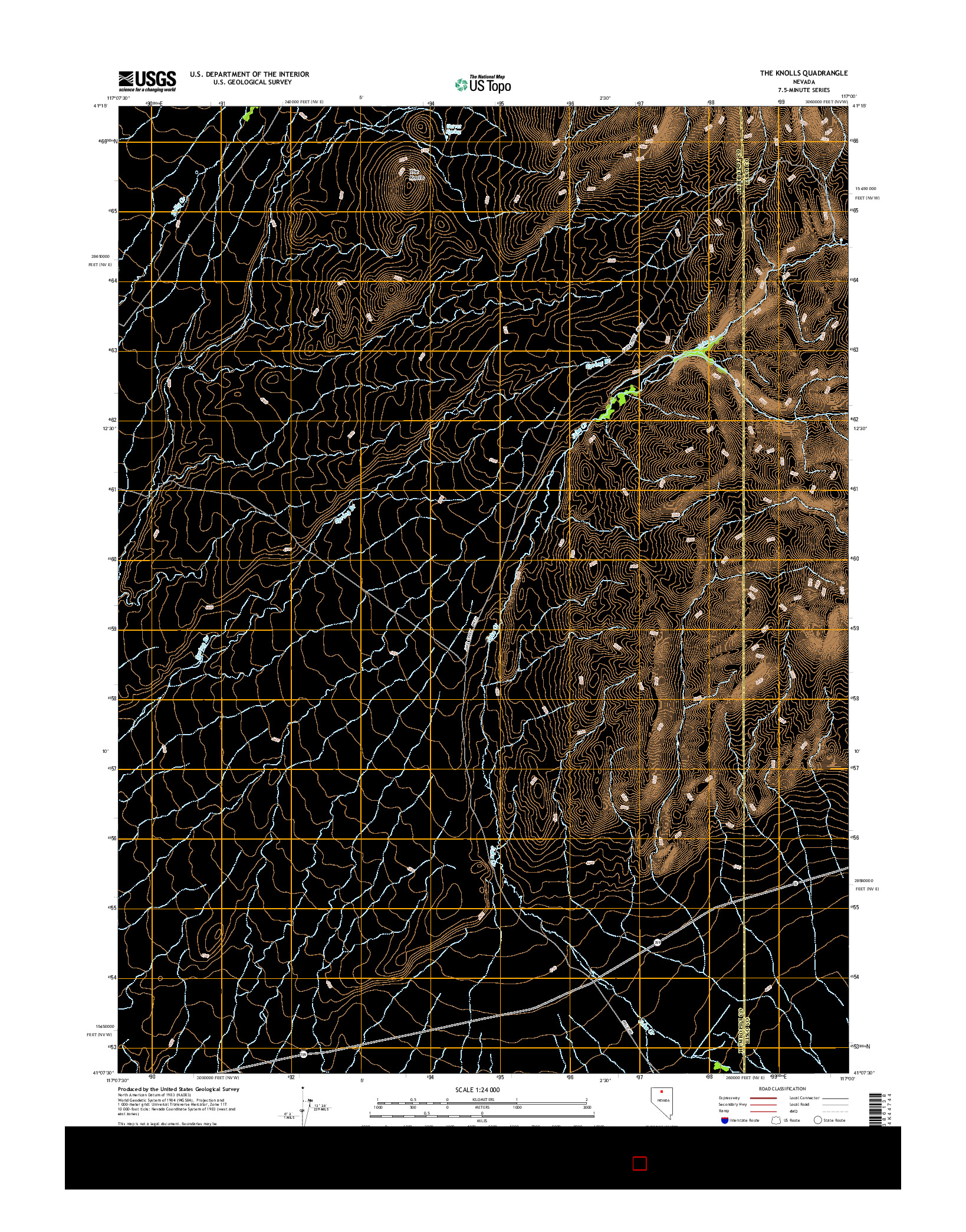 USGS US TOPO 7.5-MINUTE MAP FOR THE KNOLLS, NV 2015