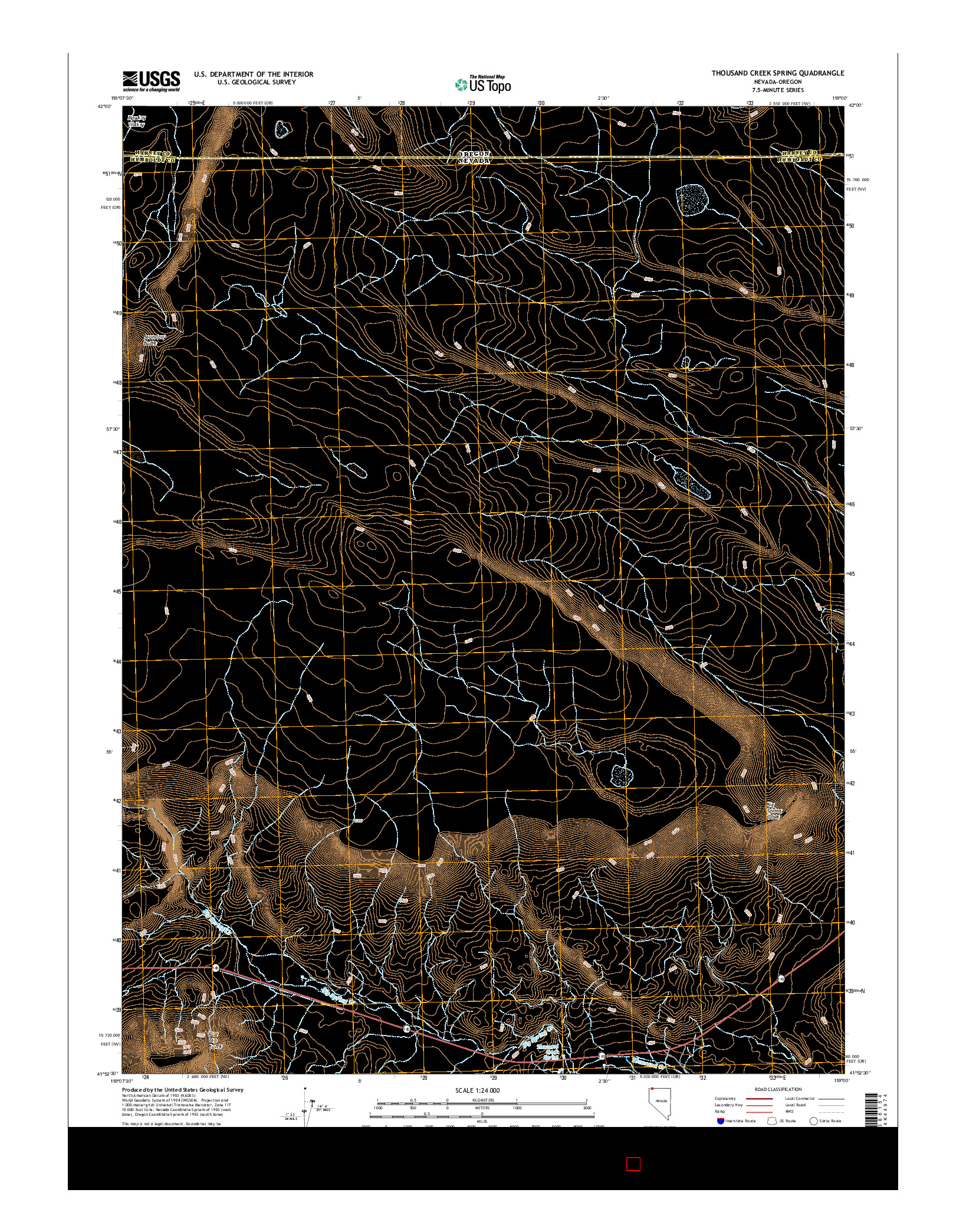 USGS US TOPO 7.5-MINUTE MAP FOR THOUSAND CREEK SPRING, NV-OR 2015