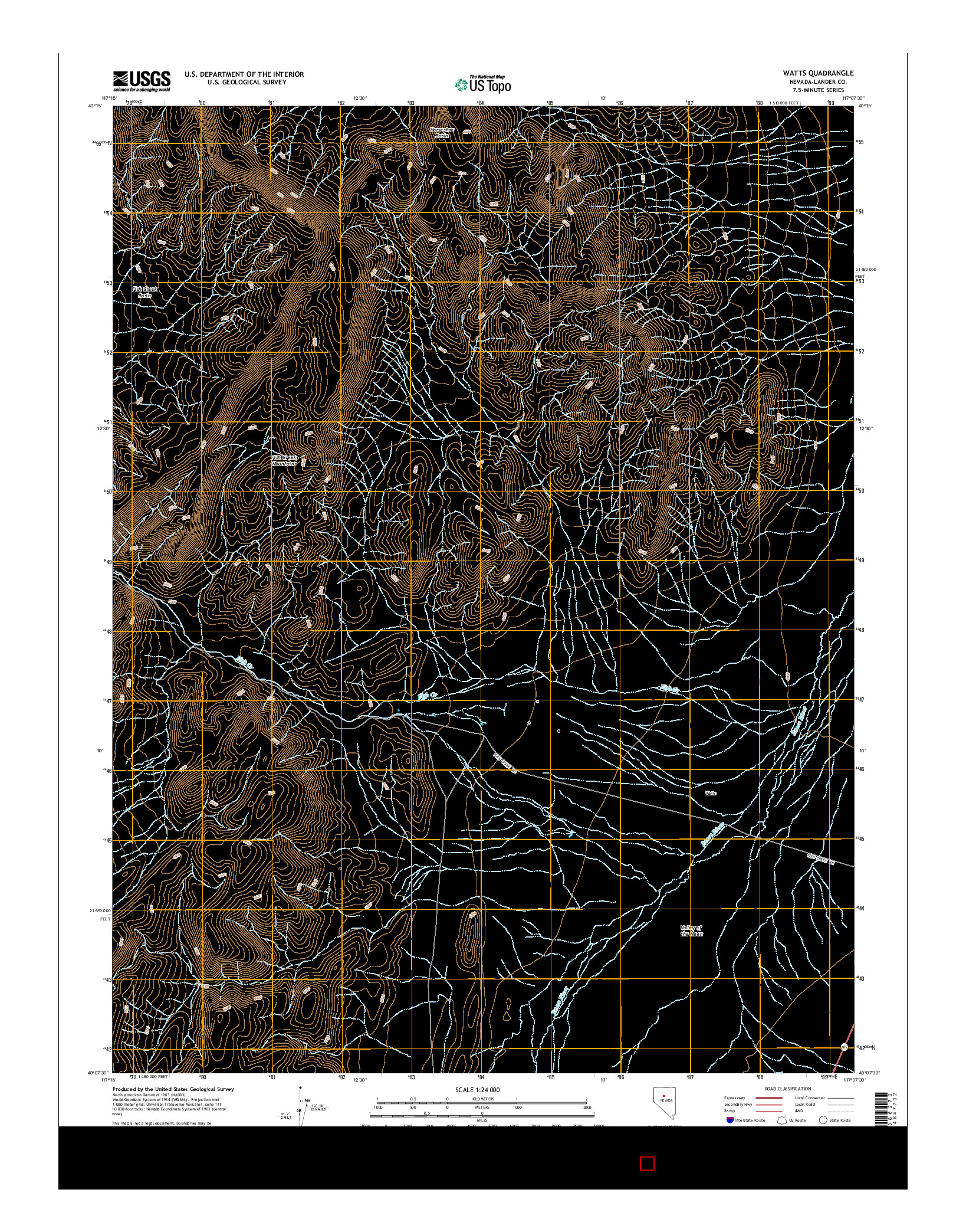 USGS US TOPO 7.5-MINUTE MAP FOR WATTS, NV 2015