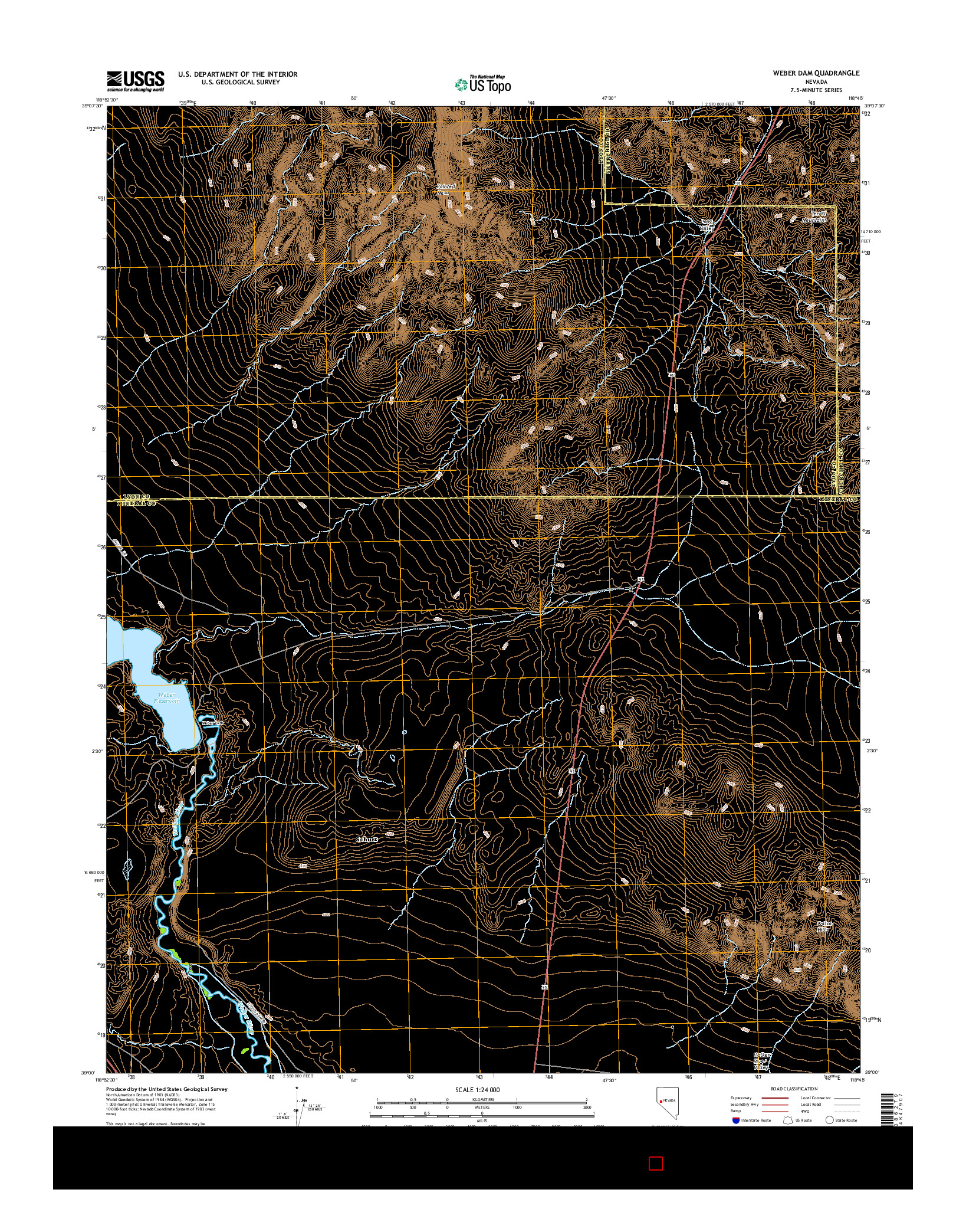 USGS US TOPO 7.5-MINUTE MAP FOR WEBER DAM, NV 2015