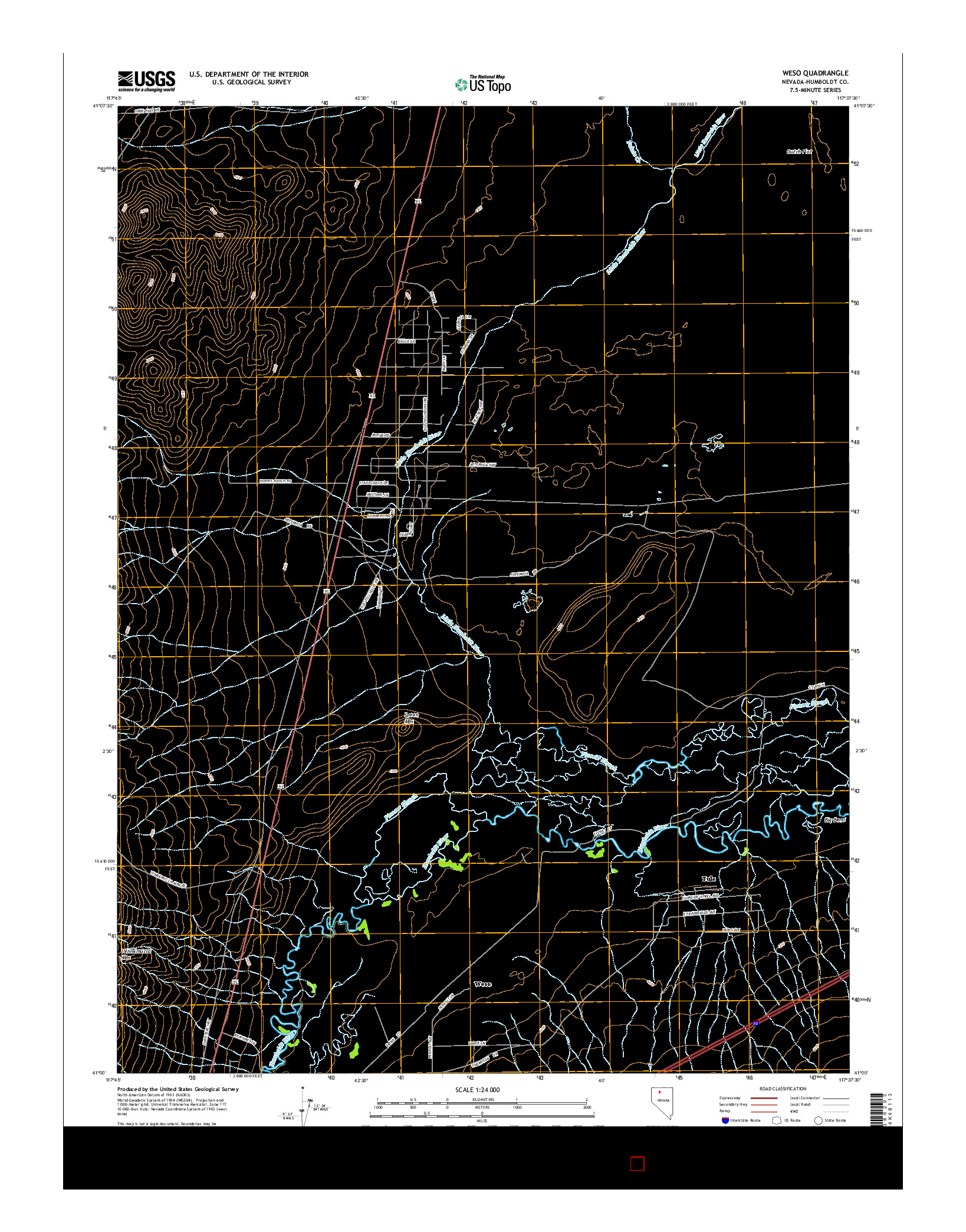 USGS US TOPO 7.5-MINUTE MAP FOR WESO, NV 2015