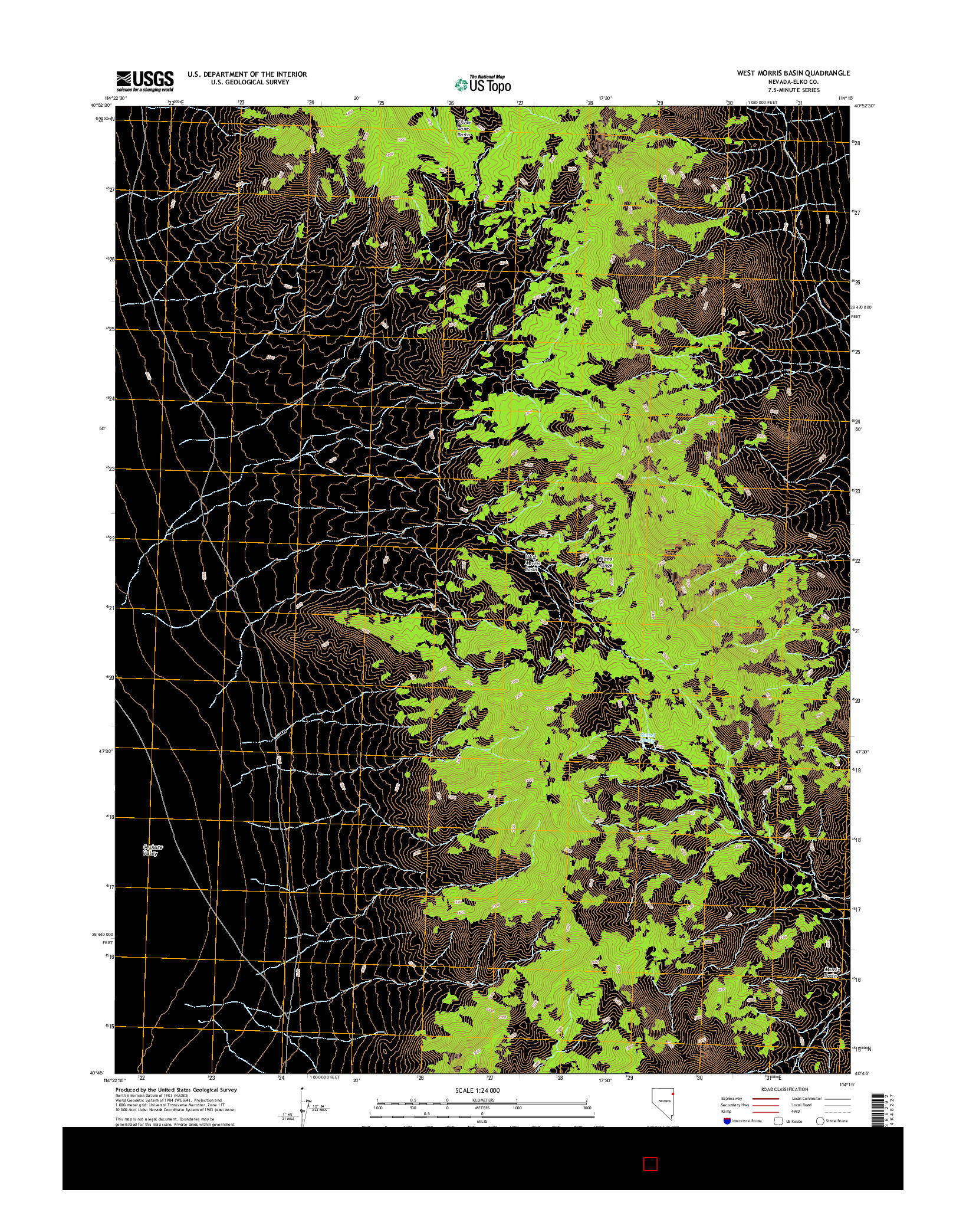 USGS US TOPO 7.5-MINUTE MAP FOR WEST MORRIS BASIN, NV 2015