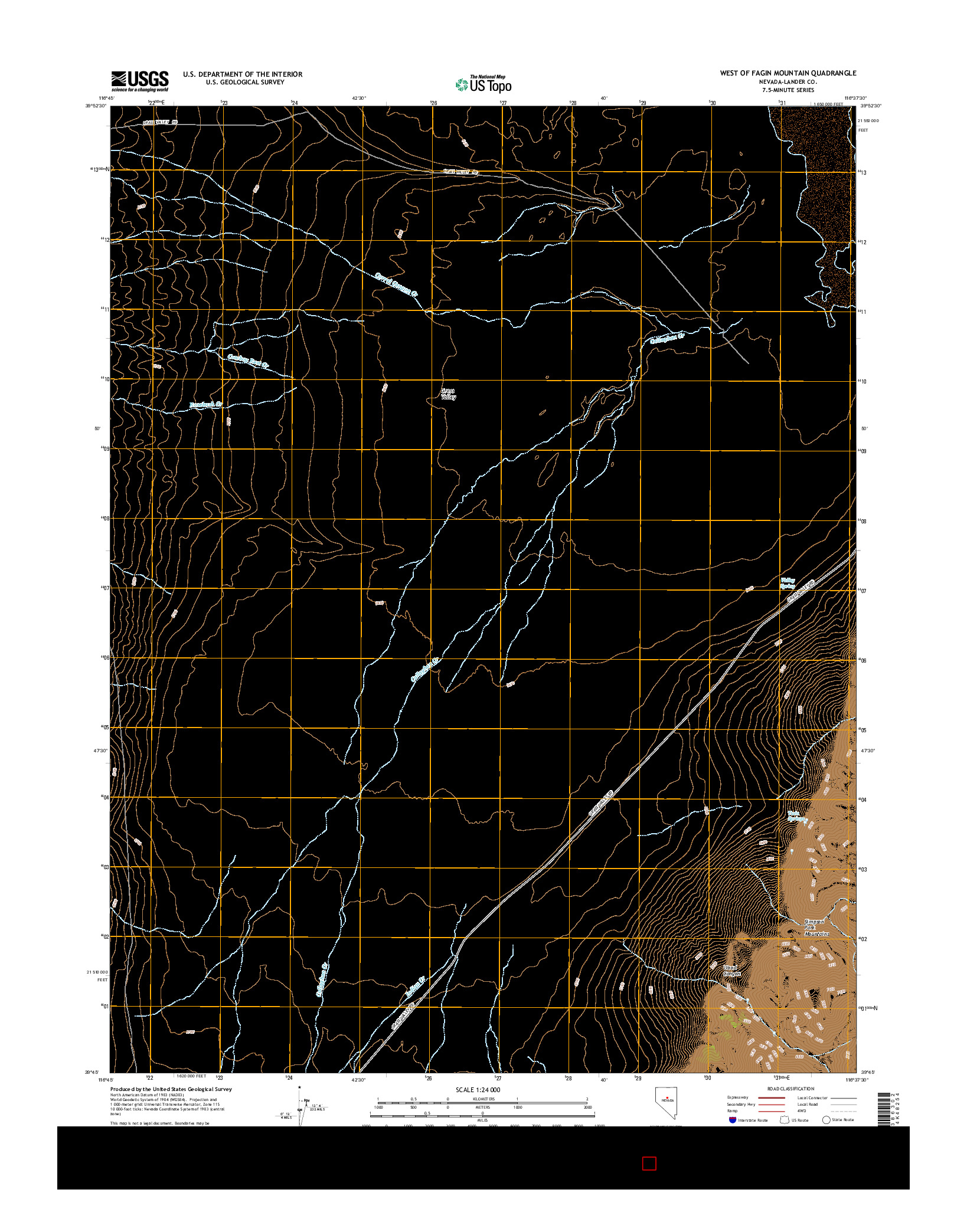 USGS US TOPO 7.5-MINUTE MAP FOR WEST OF FAGIN MOUNTAIN, NV 2015