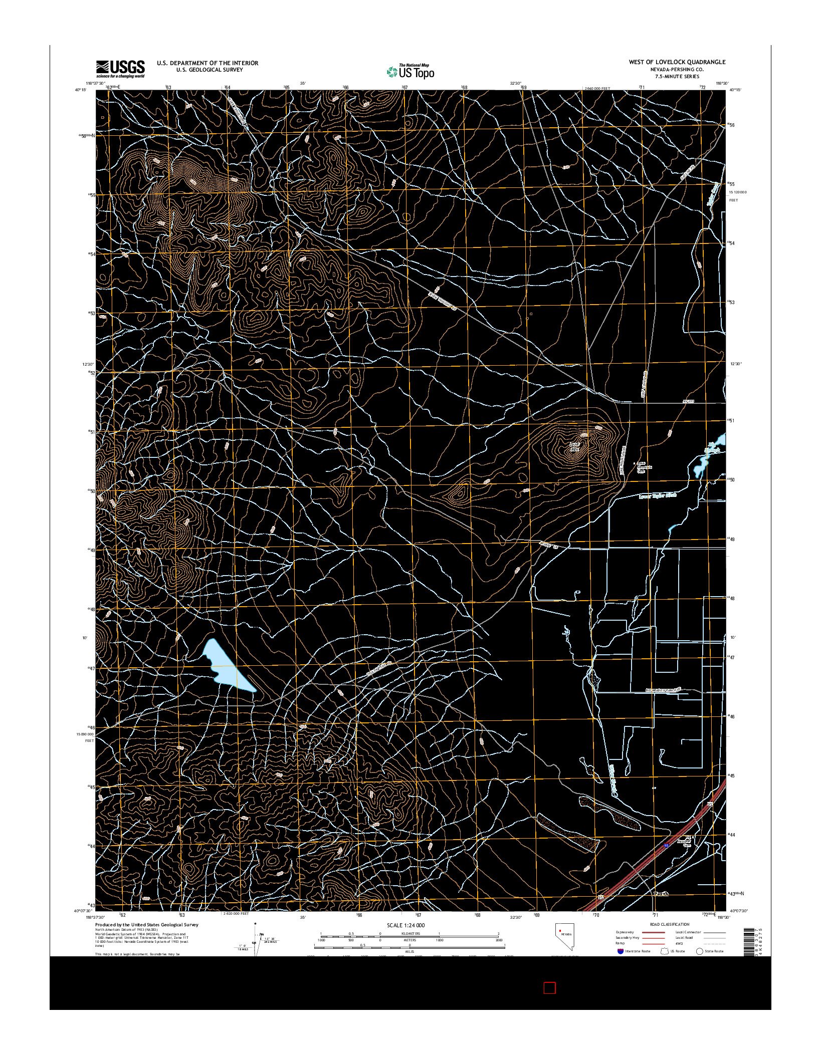 USGS US TOPO 7.5-MINUTE MAP FOR WEST OF LOVELOCK, NV 2015