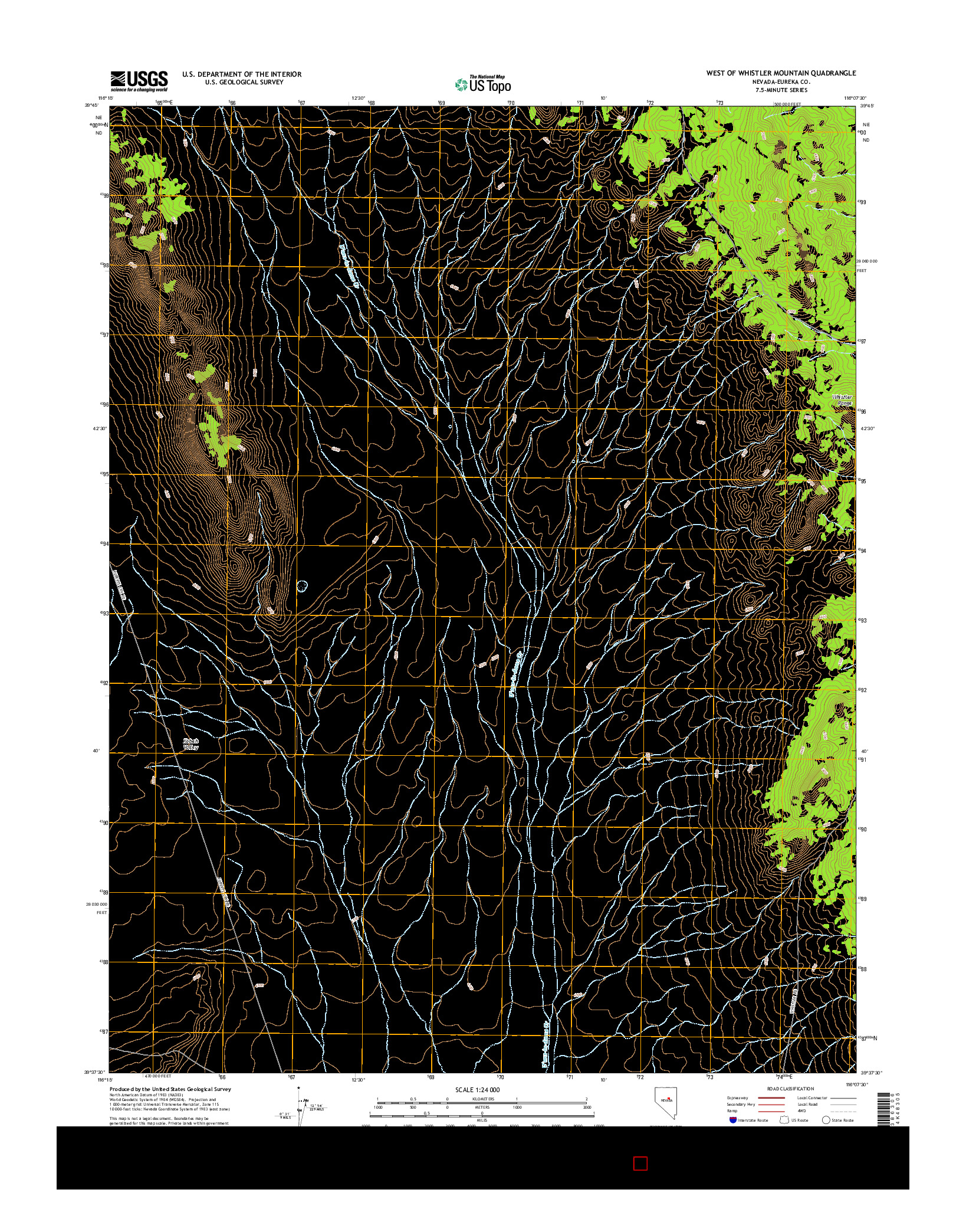 USGS US TOPO 7.5-MINUTE MAP FOR WEST OF WHISTLER MOUNTAIN, NV 2015