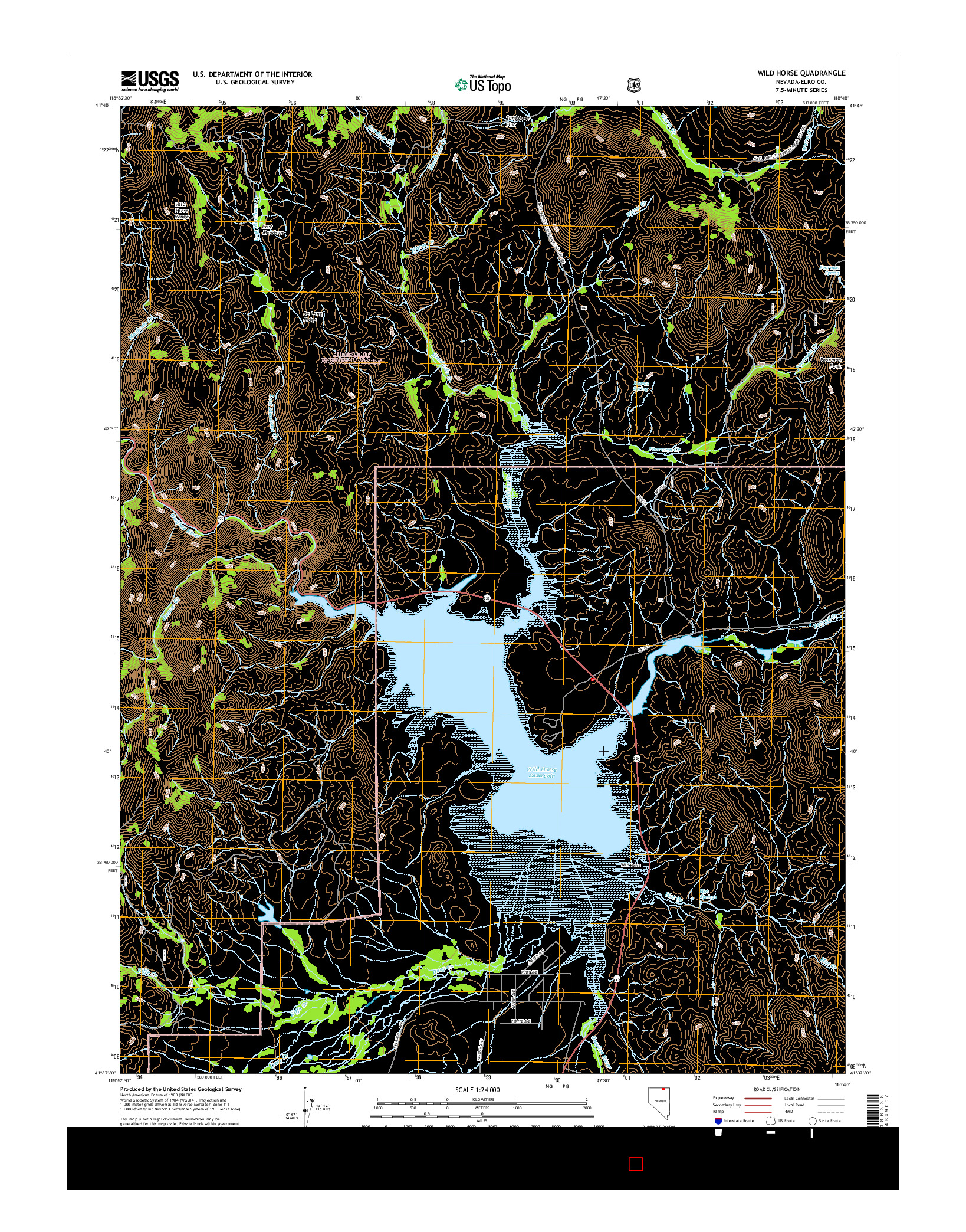 USGS US TOPO 7.5-MINUTE MAP FOR WILD HORSE, NV 2015