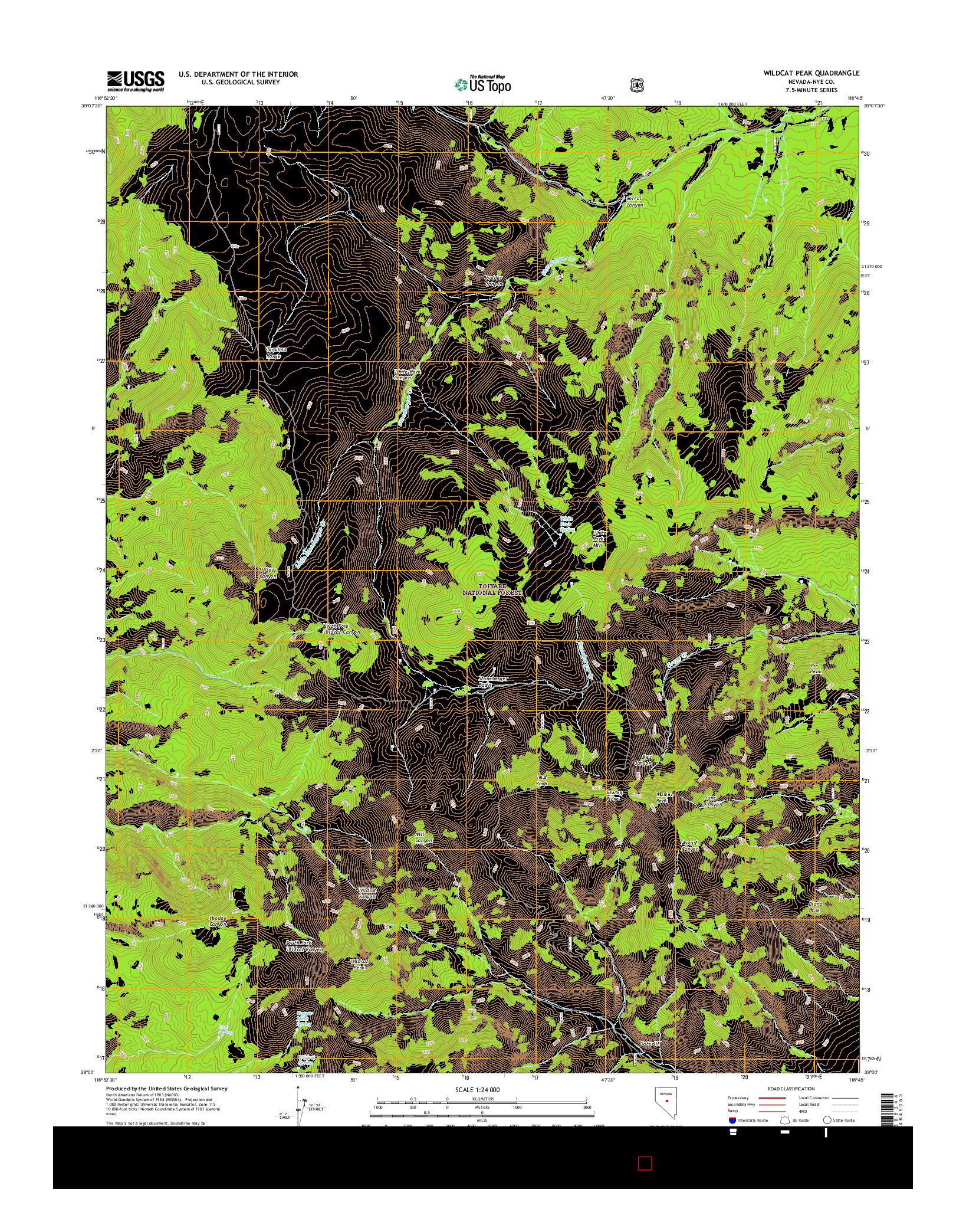 USGS US TOPO 7.5-MINUTE MAP FOR WILDCAT PEAK, NV 2015
