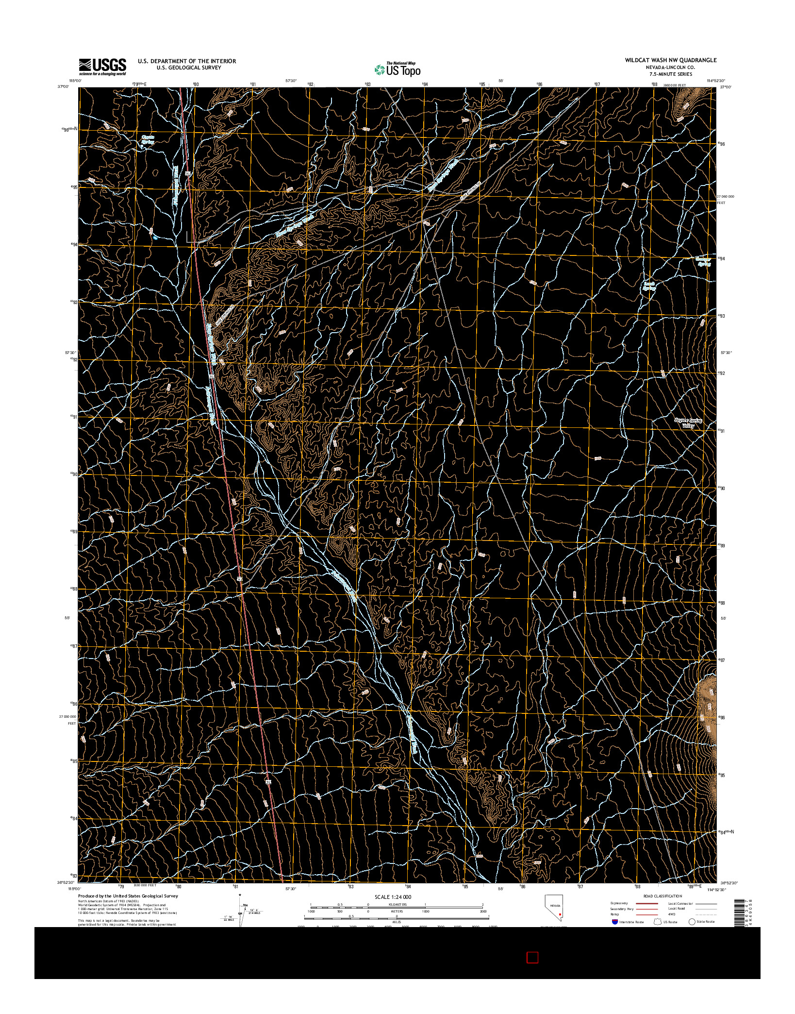 USGS US TOPO 7.5-MINUTE MAP FOR WILDCAT WASH NW, NV 2015