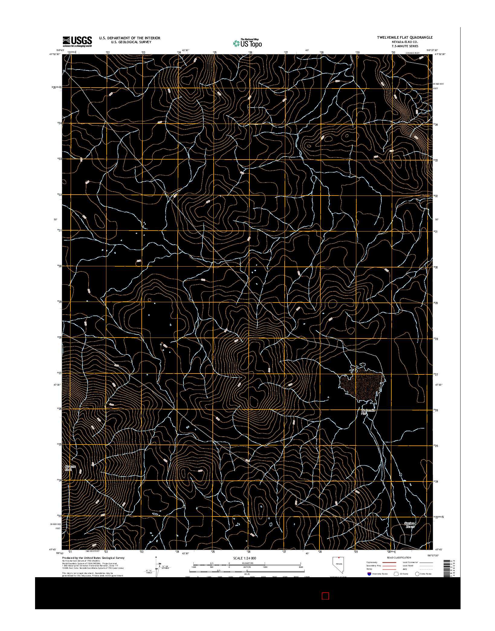 USGS US TOPO 7.5-MINUTE MAP FOR TWELVEMILE FLAT, NV 2015