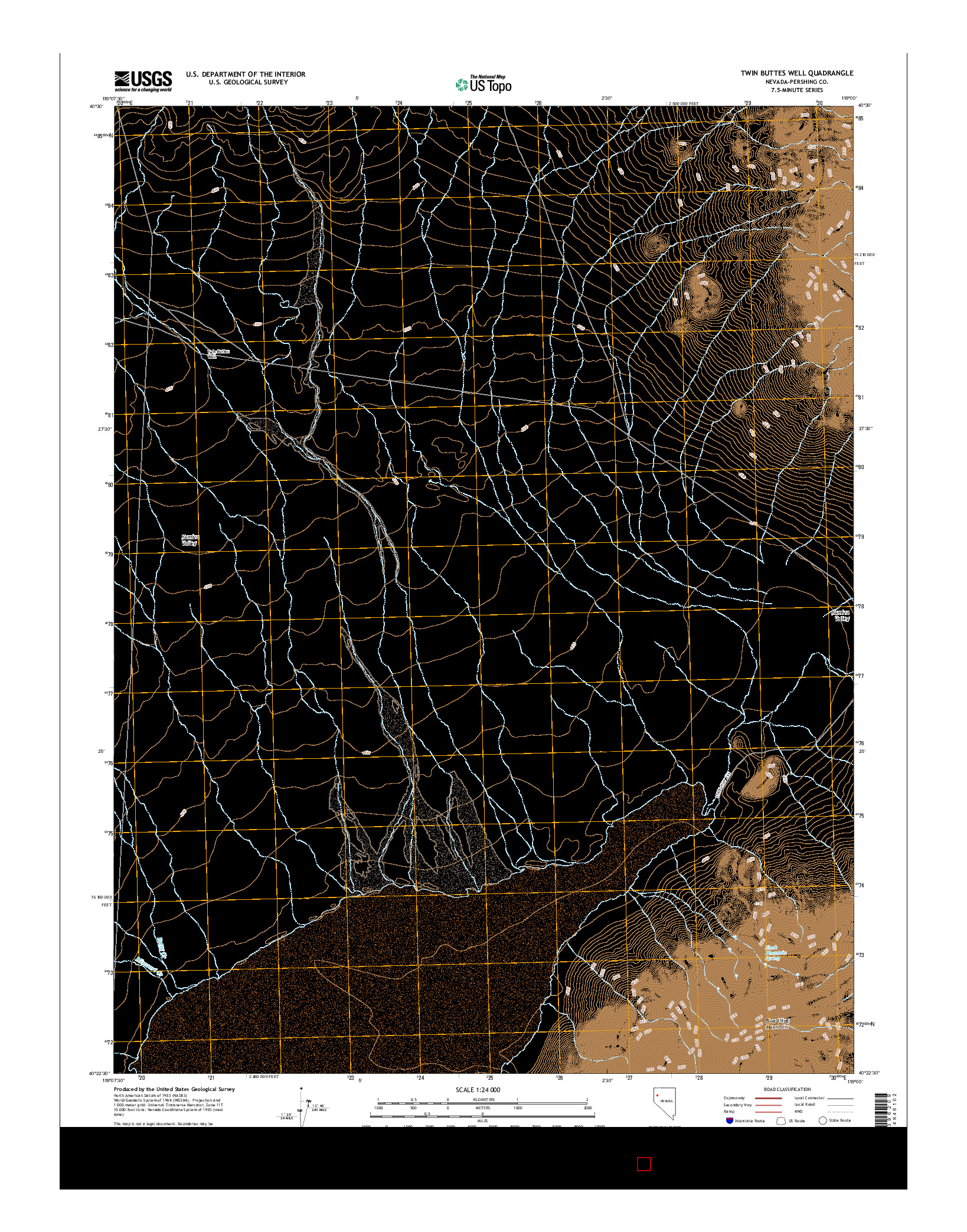 USGS US TOPO 7.5-MINUTE MAP FOR TWIN BUTTES WELL, NV 2015