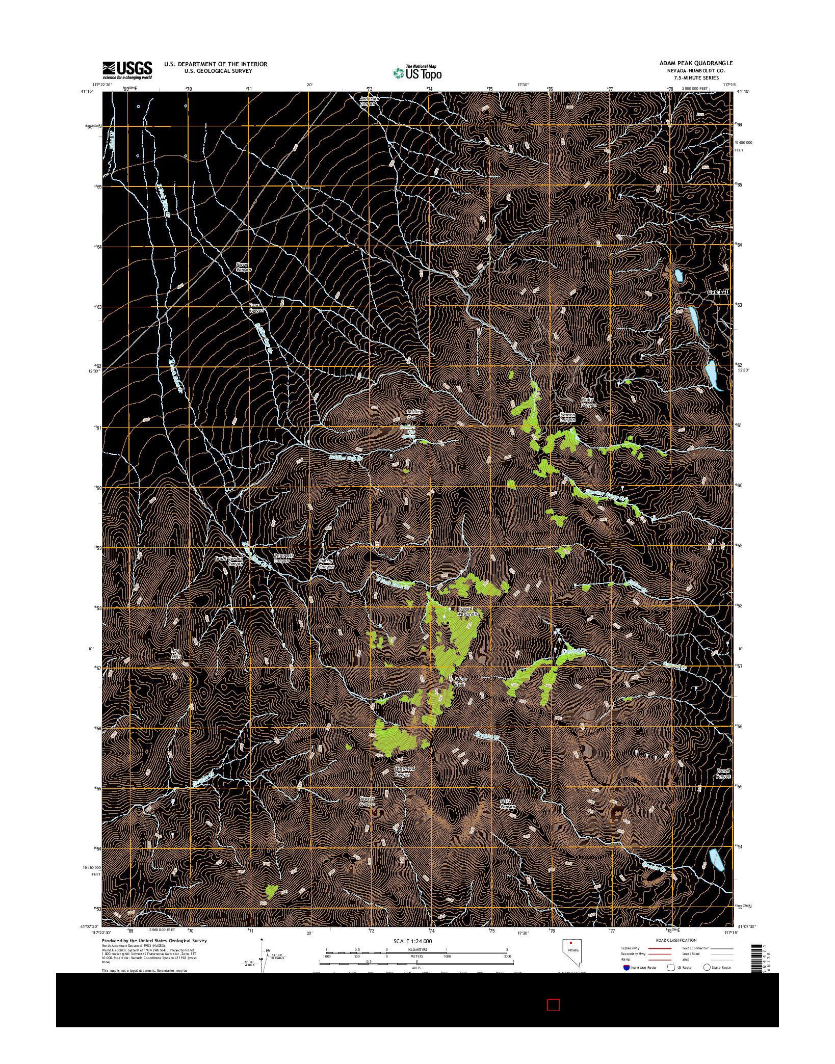 USGS US TOPO 7.5-MINUTE MAP FOR ADAM PEAK, NV 2015