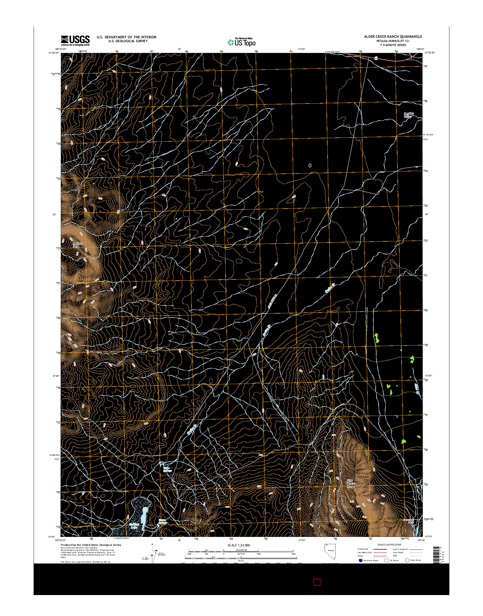 USGS US TOPO 7.5-MINUTE MAP FOR ALDER CREEK RANCH, NV 2015