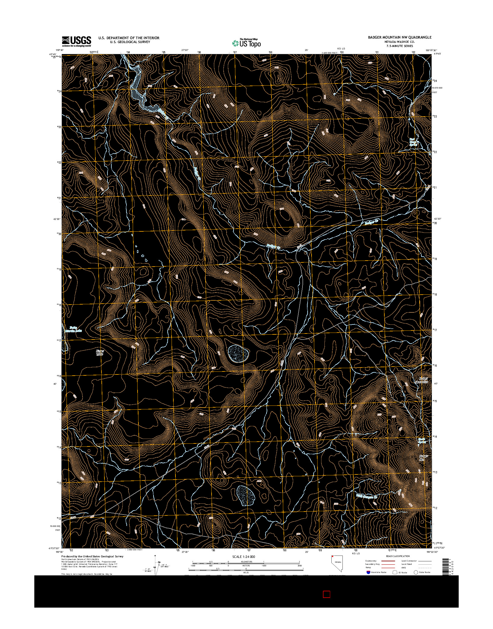 USGS US TOPO 7.5-MINUTE MAP FOR BADGER MOUNTAIN NW, NV 2015