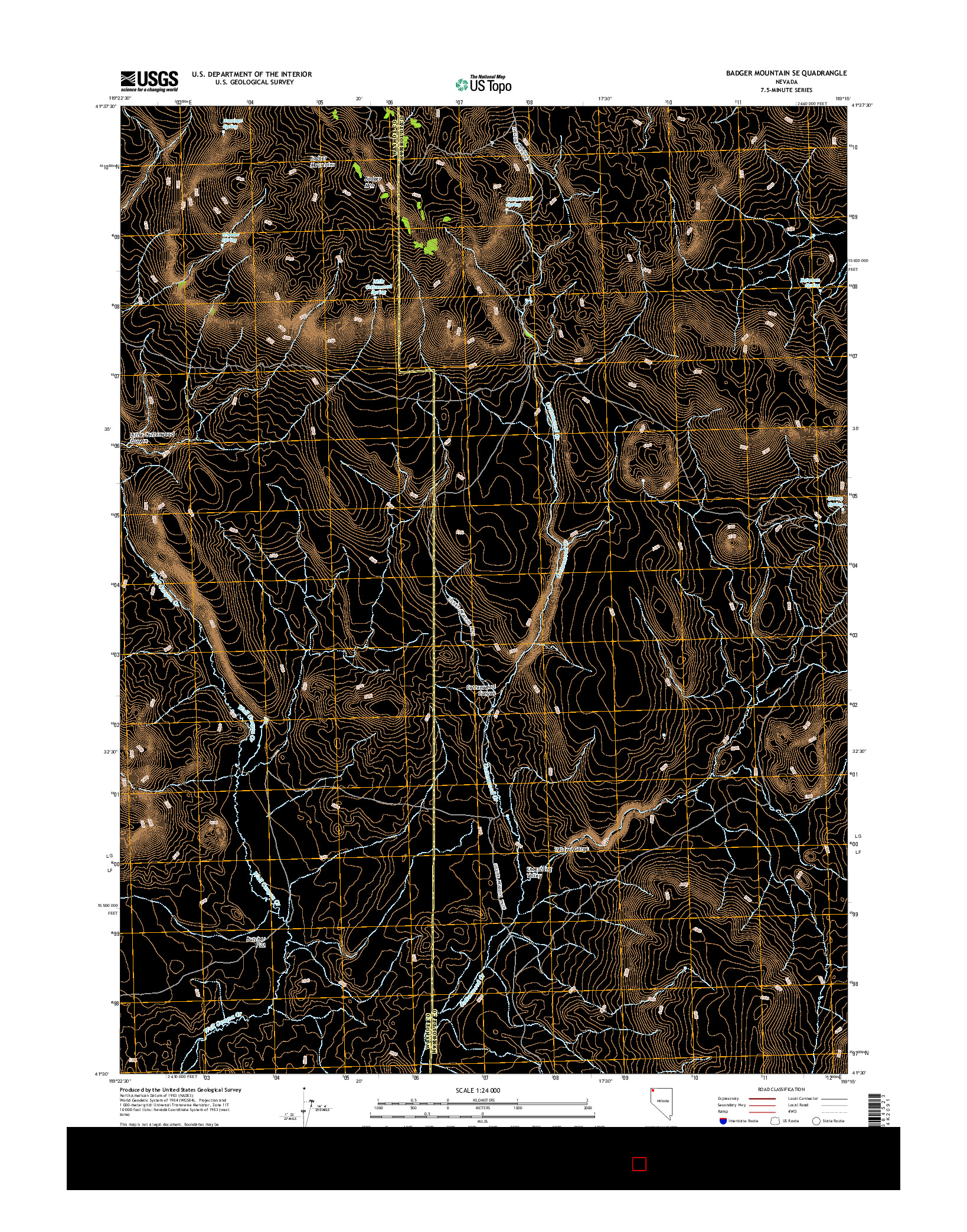 USGS US TOPO 7.5-MINUTE MAP FOR BADGER MOUNTAIN SE, NV 2015