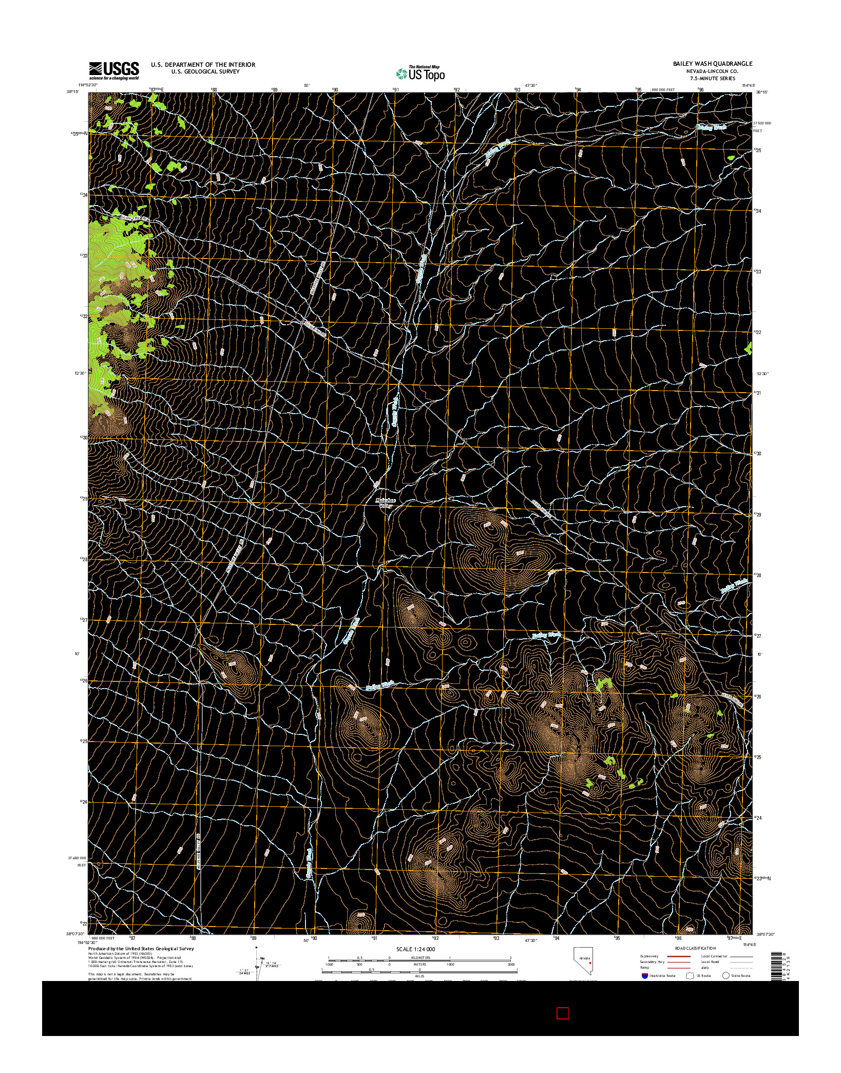 USGS US TOPO 7.5-MINUTE MAP FOR BAILEY WASH, NV 2015